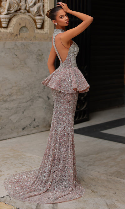 Chic and Holland HF110502 - Illusion Cutout Bodice Beaded Gown Prom Dresses
