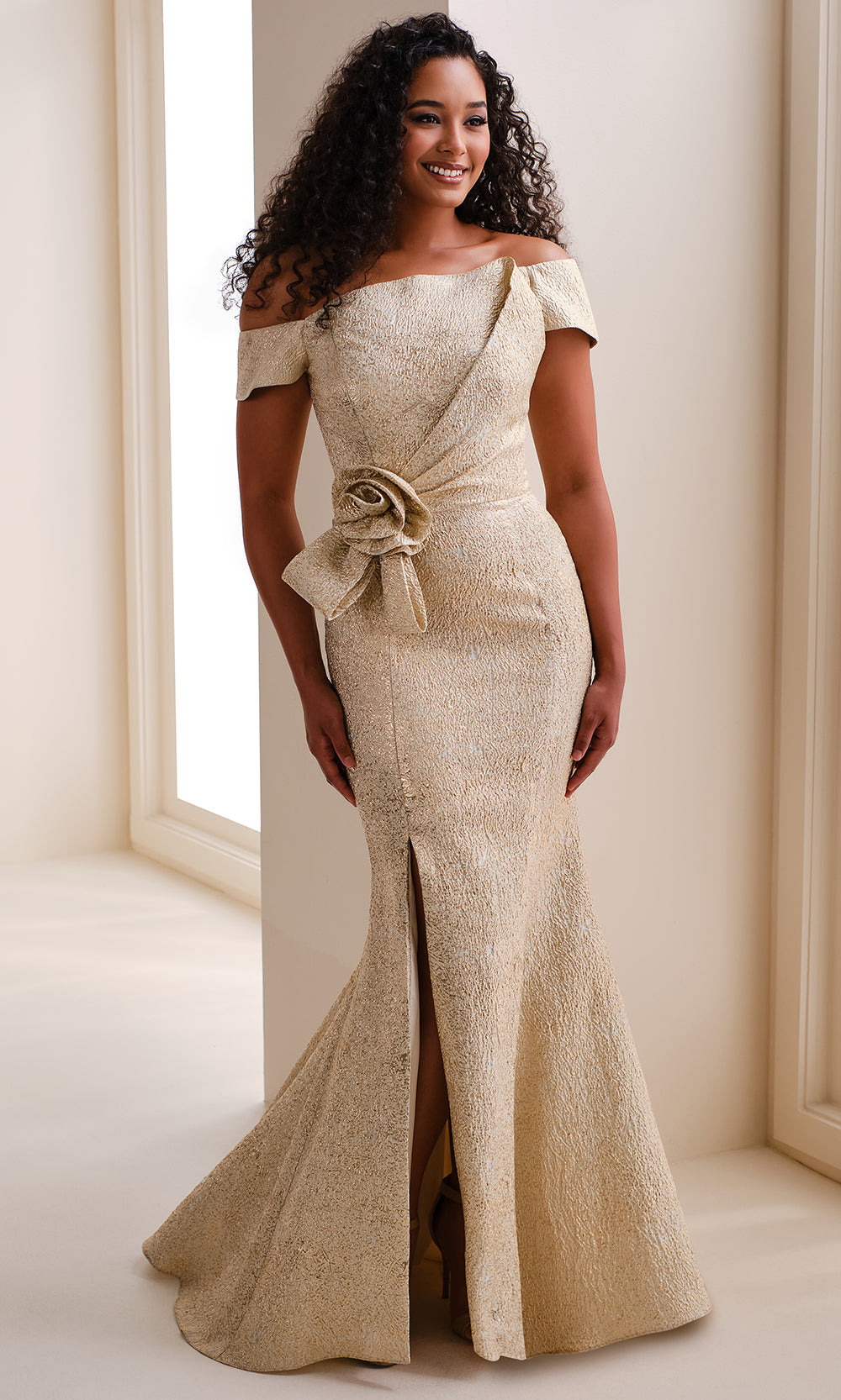 Ivonne D ID1204 - Off Shoulder Brocade Formal Gown Formal Gowns