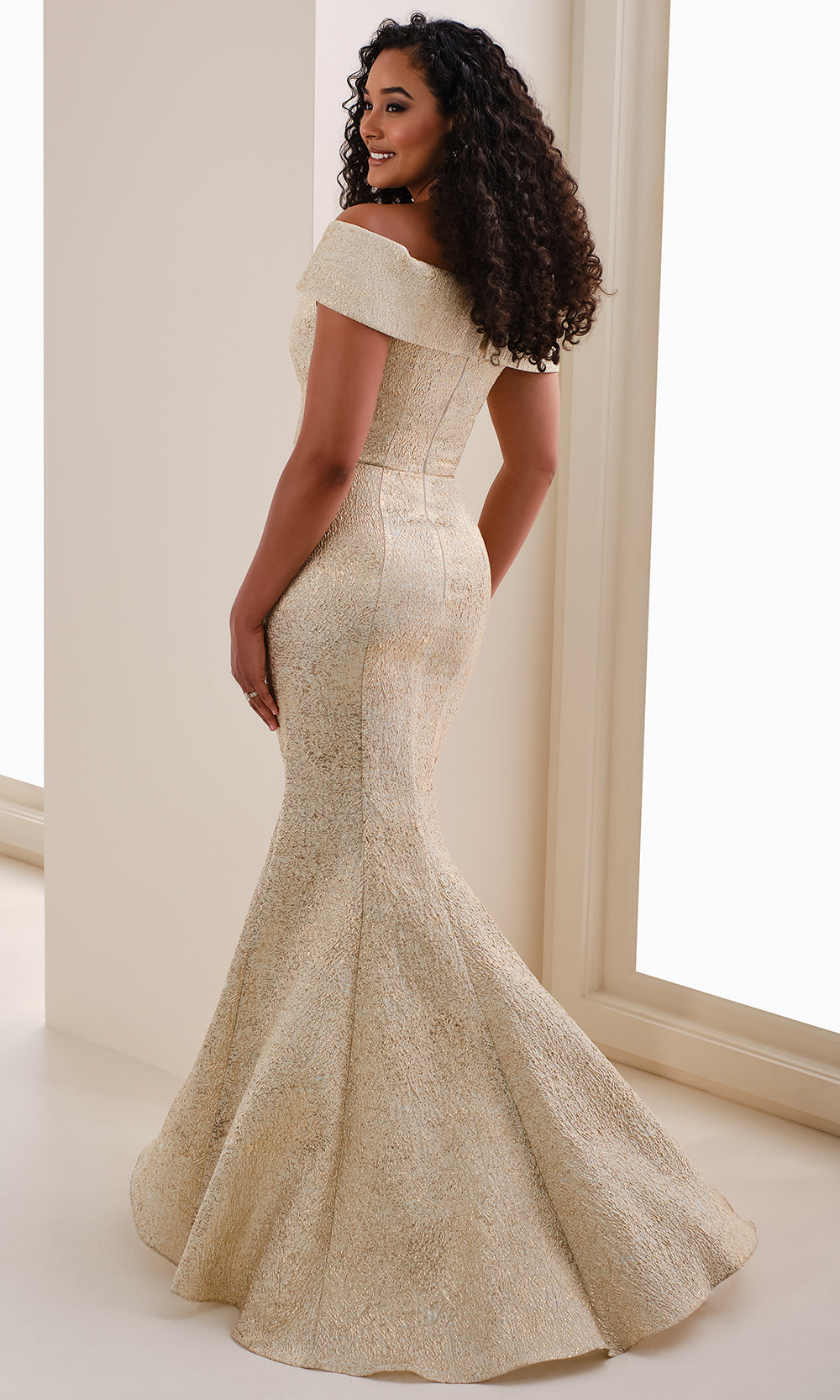 Ivonne D ID1204 - Off Shoulder Brocade Formal Gown Formal Gowns