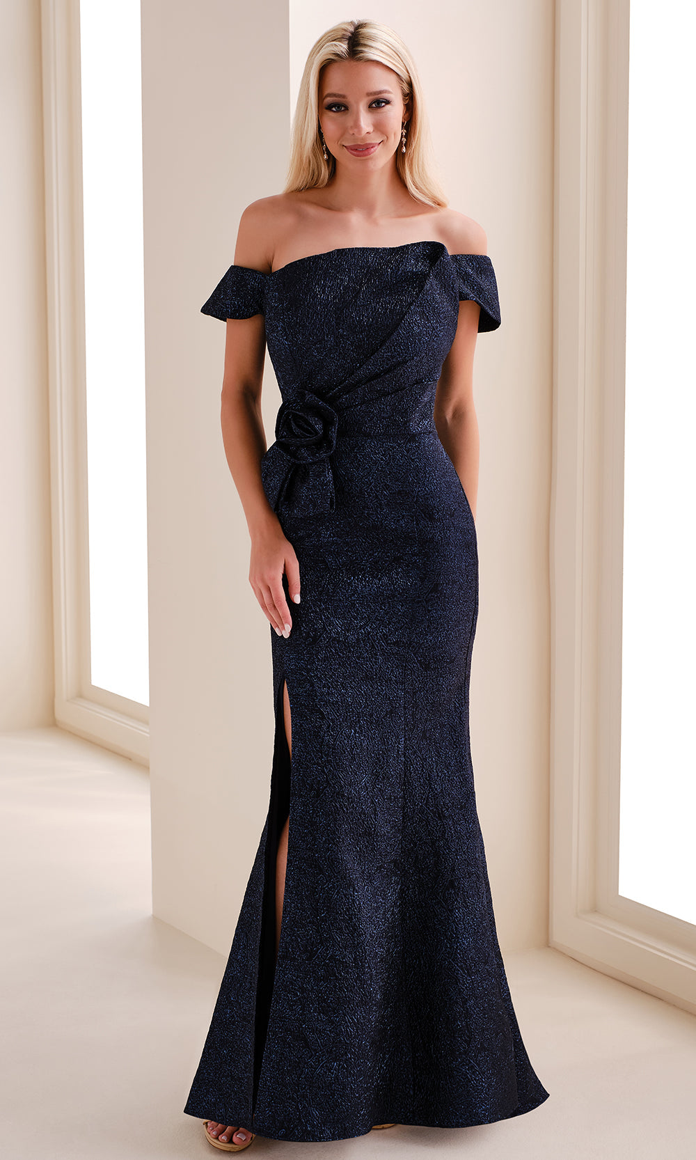 Ivonne D ID1204 - Off Shoulder Brocade Formal Gown Formal Gowns