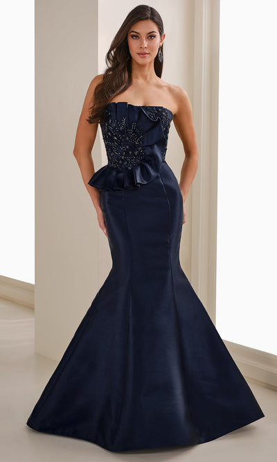 Ivonne D ID1401 - Straight Neck Beaded Applique Gown Formal Gowns