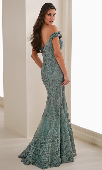 Ivonne D ID1407 - Off Shoulder Corded Lace Evening Gown Formal Gowns