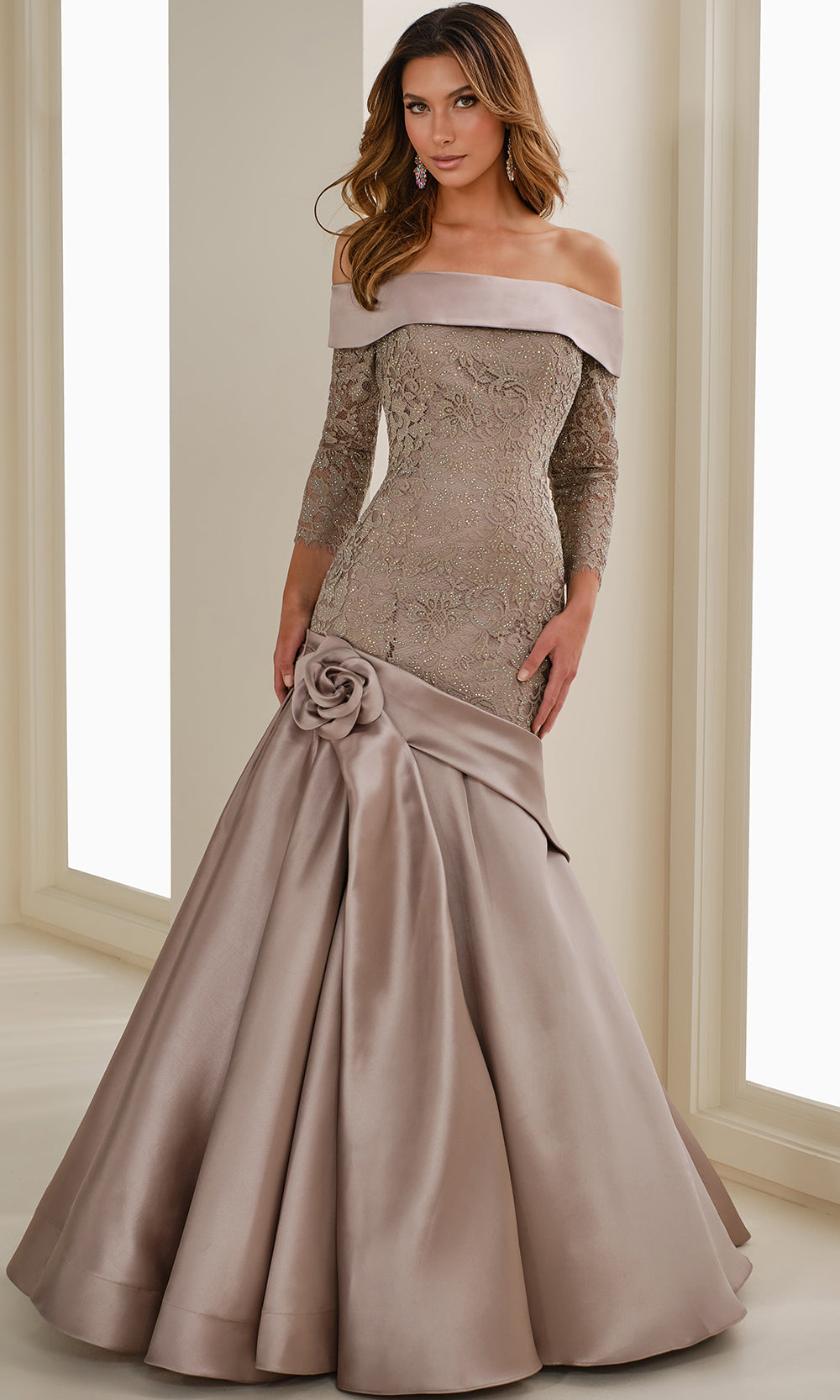 Ivonne D ID1409 - Off shoulder Mikado Trumpet Gown Formal Gowns