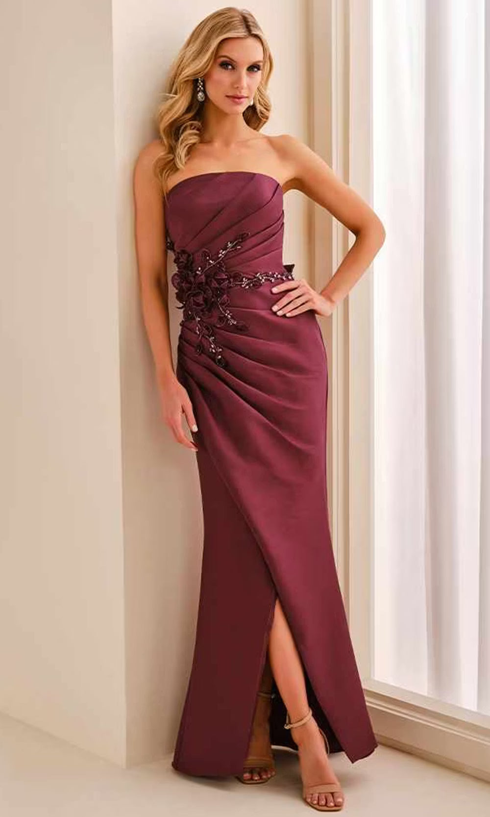 Ivonne D ID2210 - Strapless Pleated Mikado Dress with Overskirt Prom Dresses in Red  