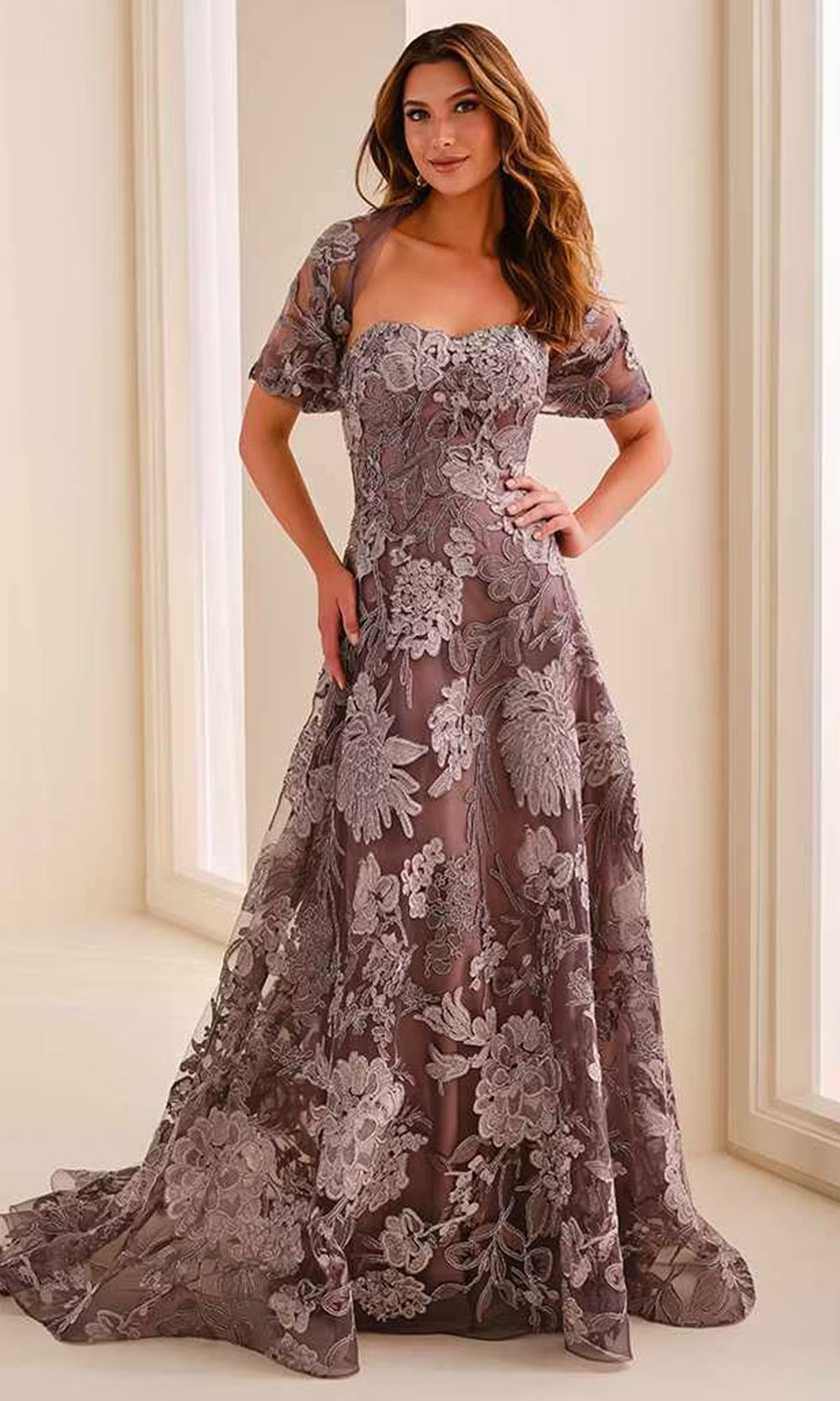 Ivonne D ID2211 - A-Line Strapless Evening Dress with Embroidery Prom Dresses in Purple  