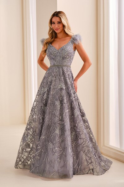 Ivonne D ID906 - Feathered Ballgown