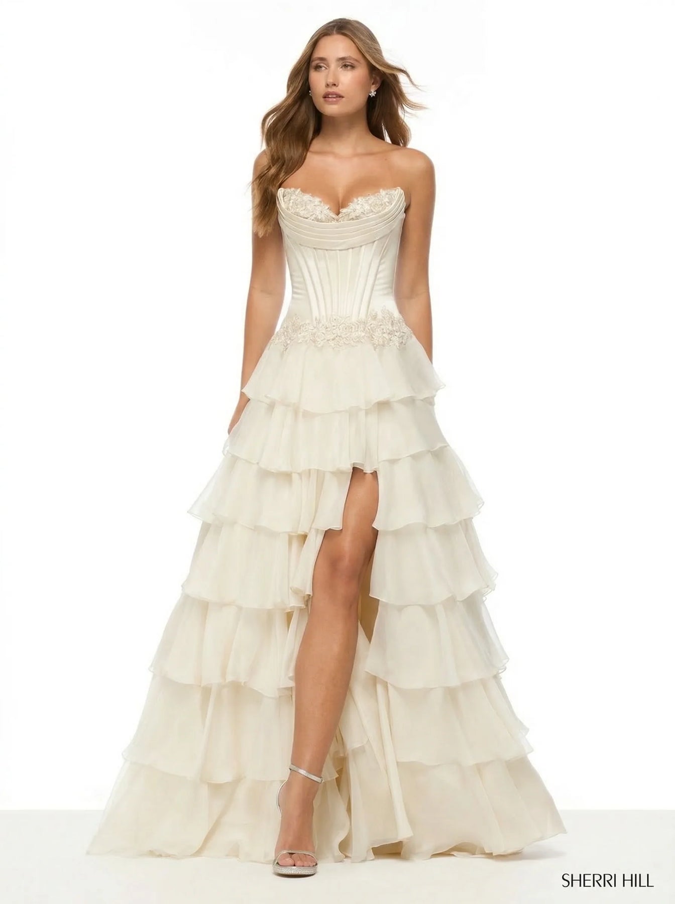 Sherri Hill 57868 - Romantic Strapless Gown with Corset Detail