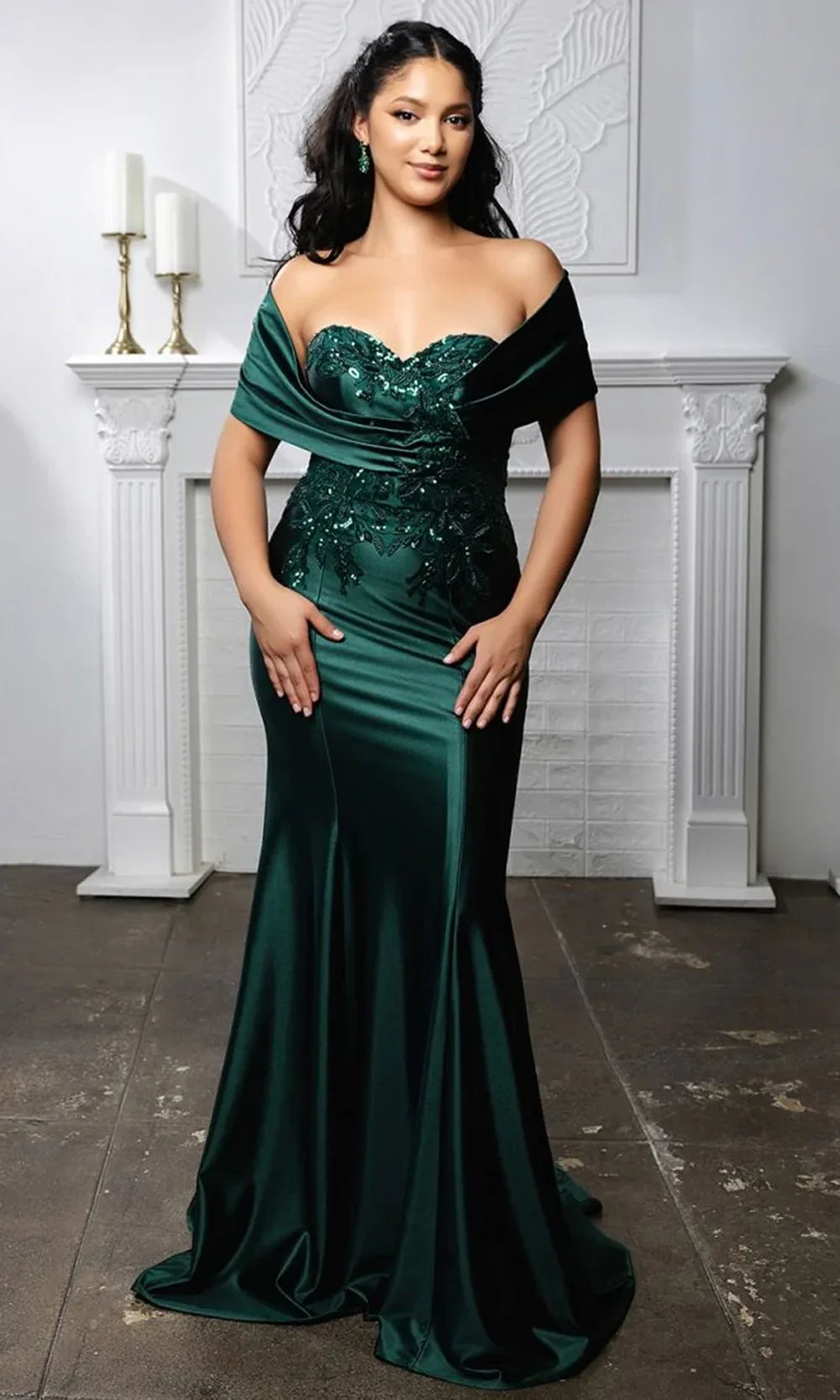 May Queen MQ2174 - Draped Sleeve Sweetheart Formal Gown