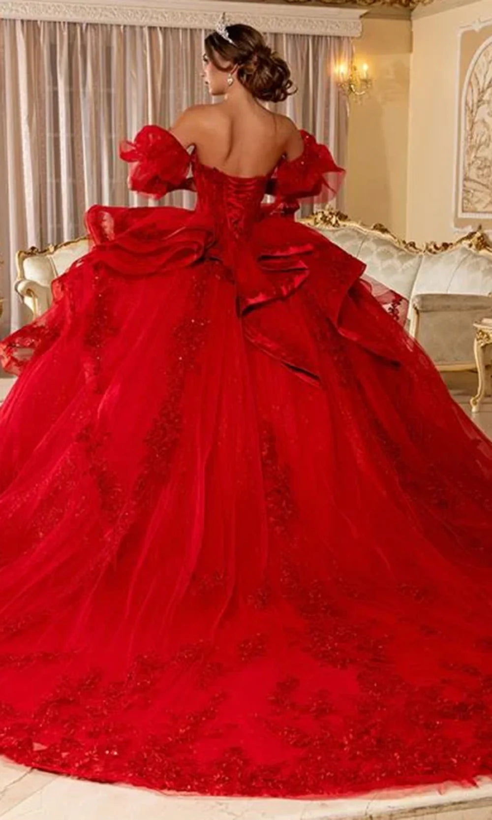 May Queen LK289 - Sweetheart Neck Ruffle Layered Ballgown