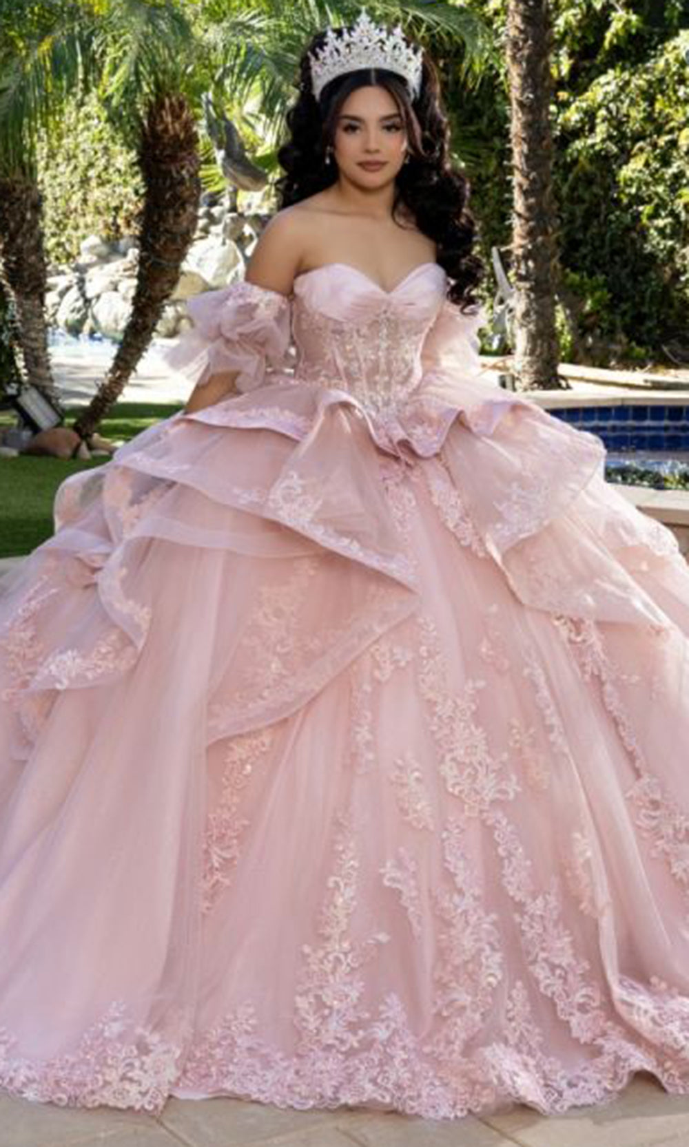 May Queen LK289 - Sweetheart Neck Ruffle Layered Ballgown
