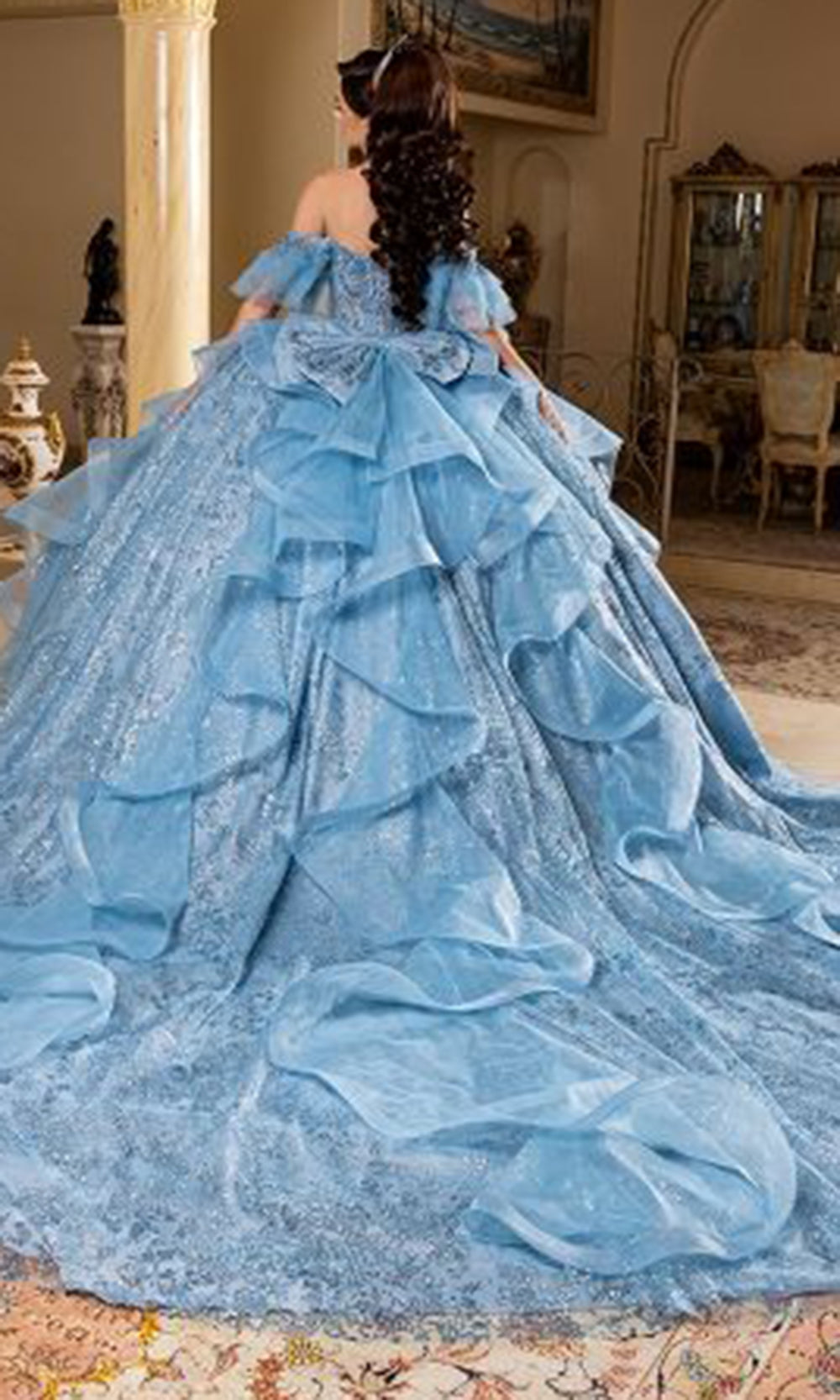 May Queen LK296 - Flutter Sleeve Ruffled Quinceanera Gown
