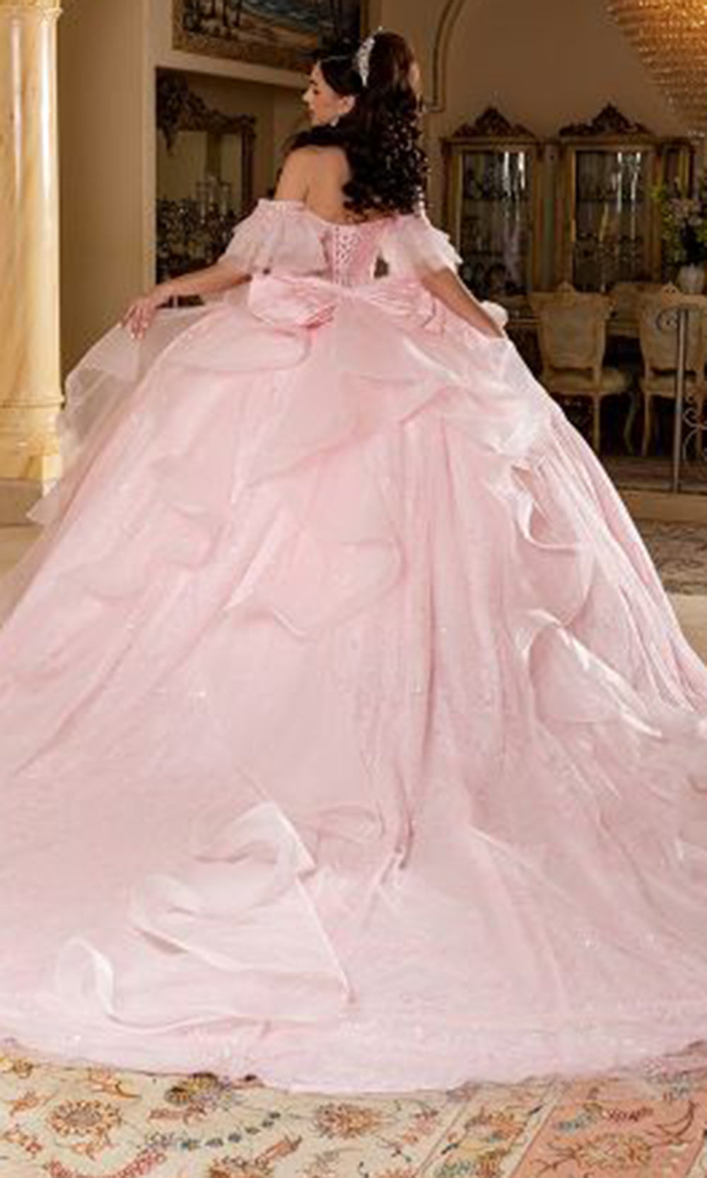 May Queen LK296 - Flutter Sleeve Ruffled Quinceanera Gown