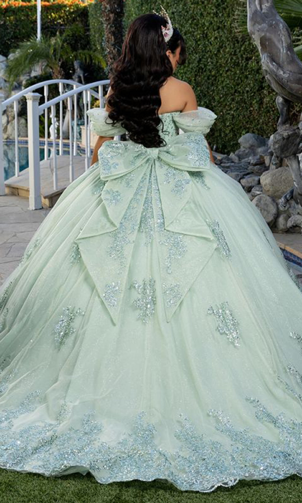 May Queen LK287 - Sleeveless Beaded Sparkle Ballgown with Back Bow