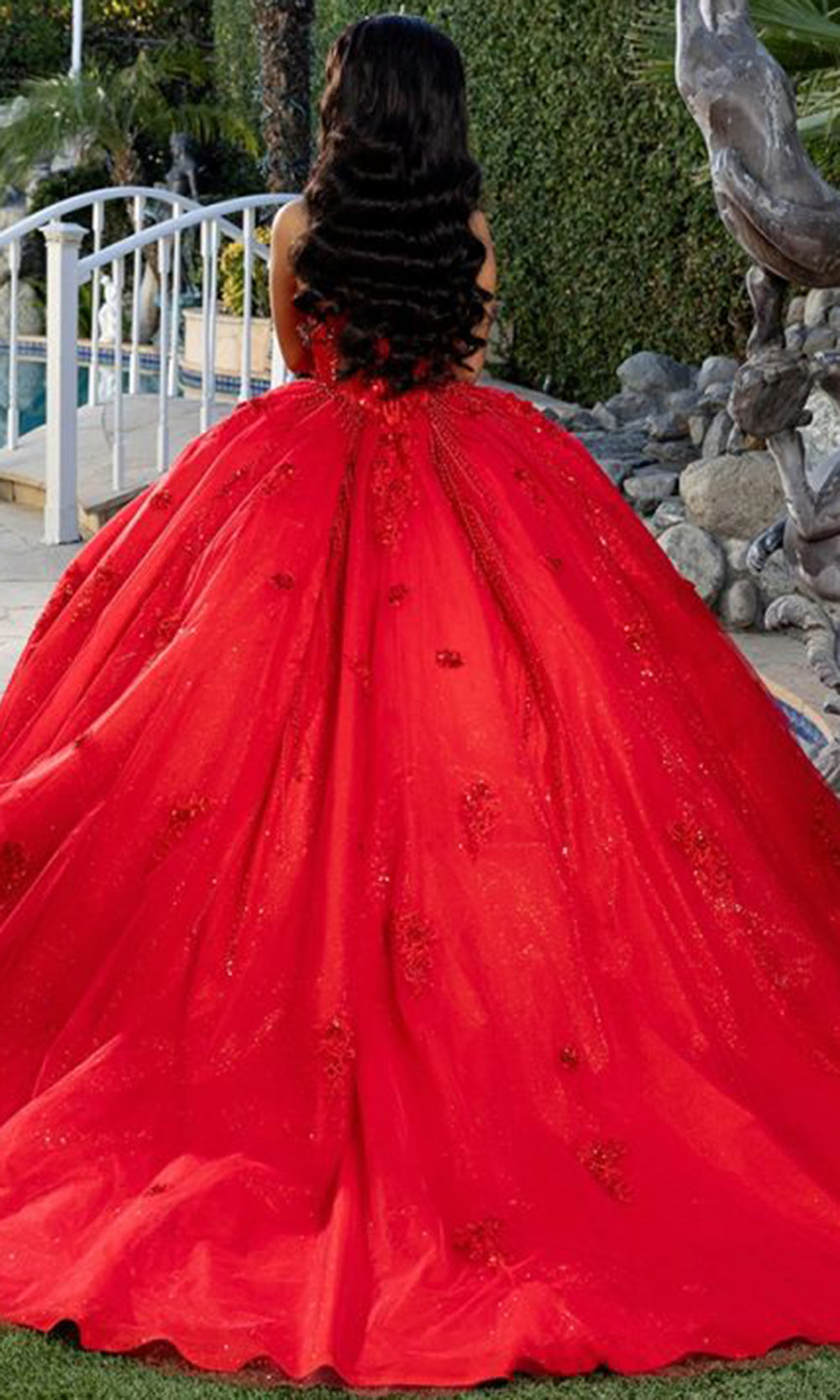 May Queen LK288 - Lace-Up Back Strapless Embroidered Ballgown