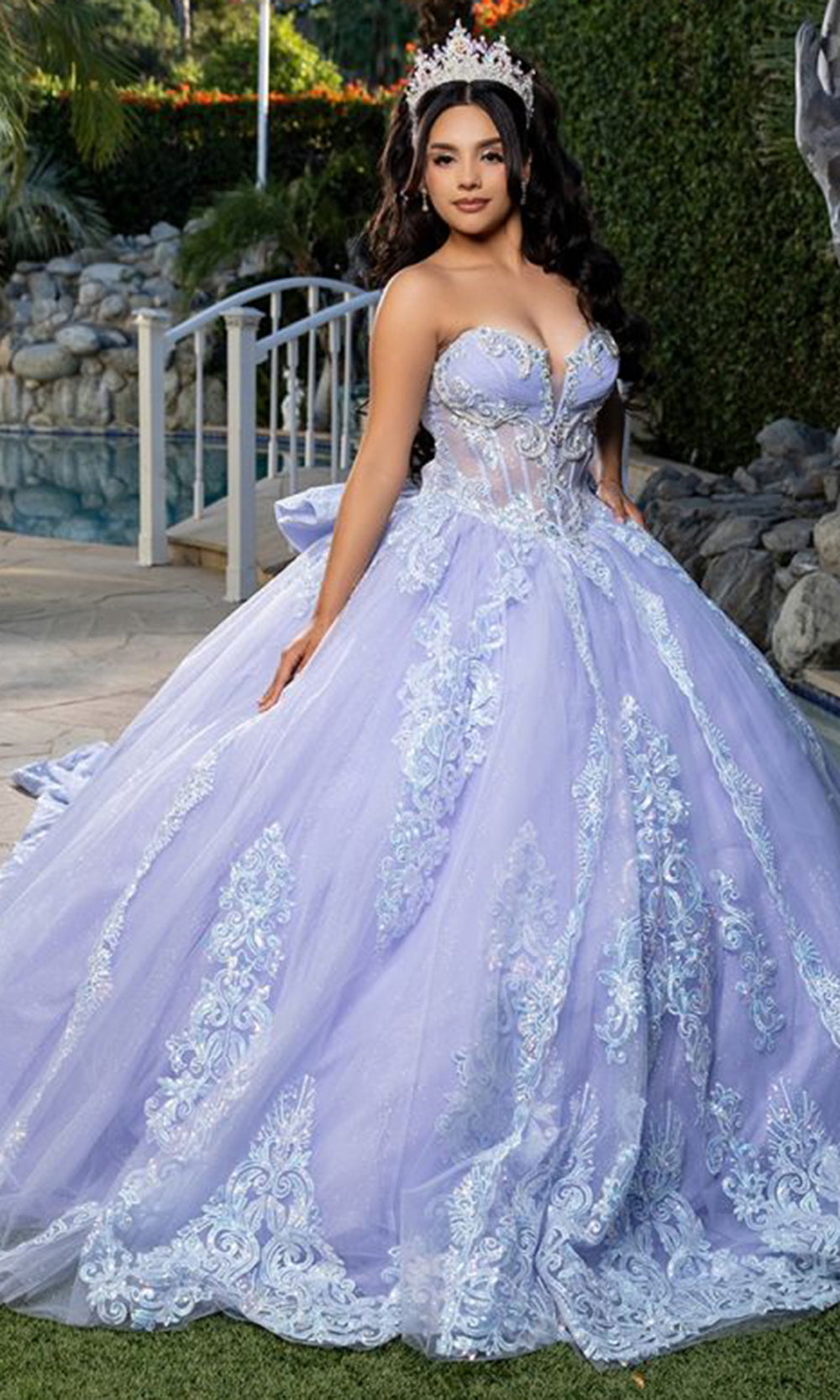 May Queen LK290 - Embellished Applique Sweetheart Voluminous Gown