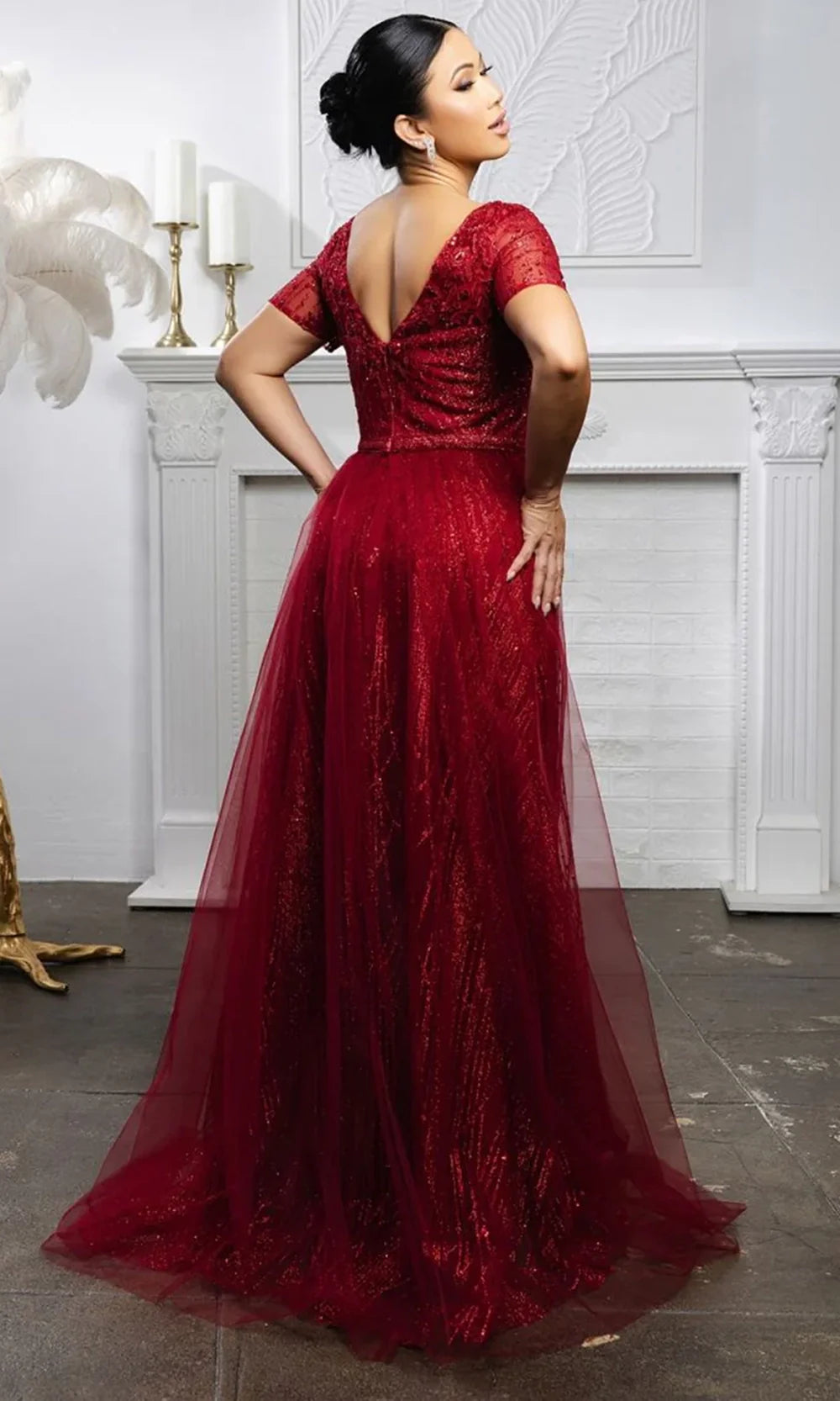 May Queen MQ2185 - Scoop Neck Embellished Long Formal Gown
