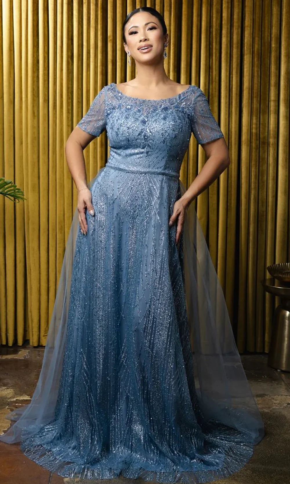 May Queen MQ2185 - Scoop Neck Embellished Long Formal Gown