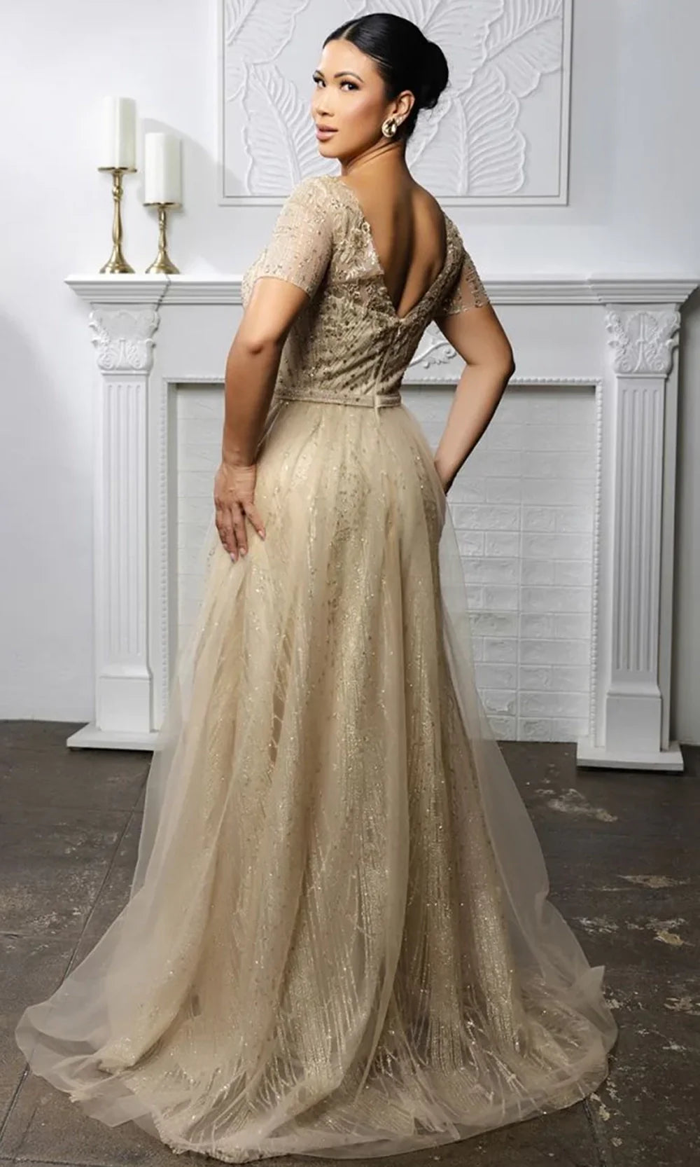 May Queen MQ2185 - Scoop Neck Embellished Long Formal Gown