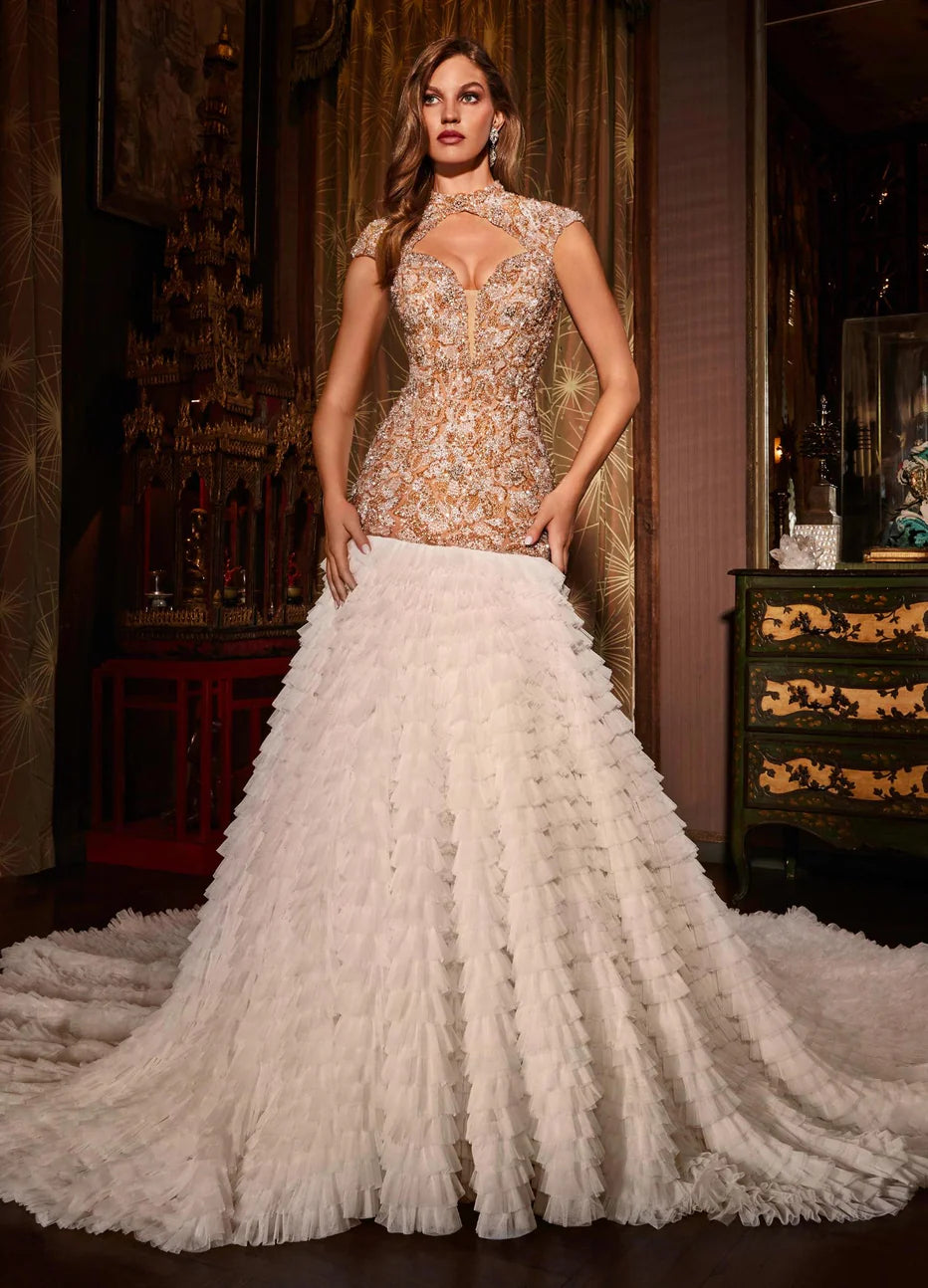 Ashley Lauren 11428 - Beaded Cap Sleeve Gown