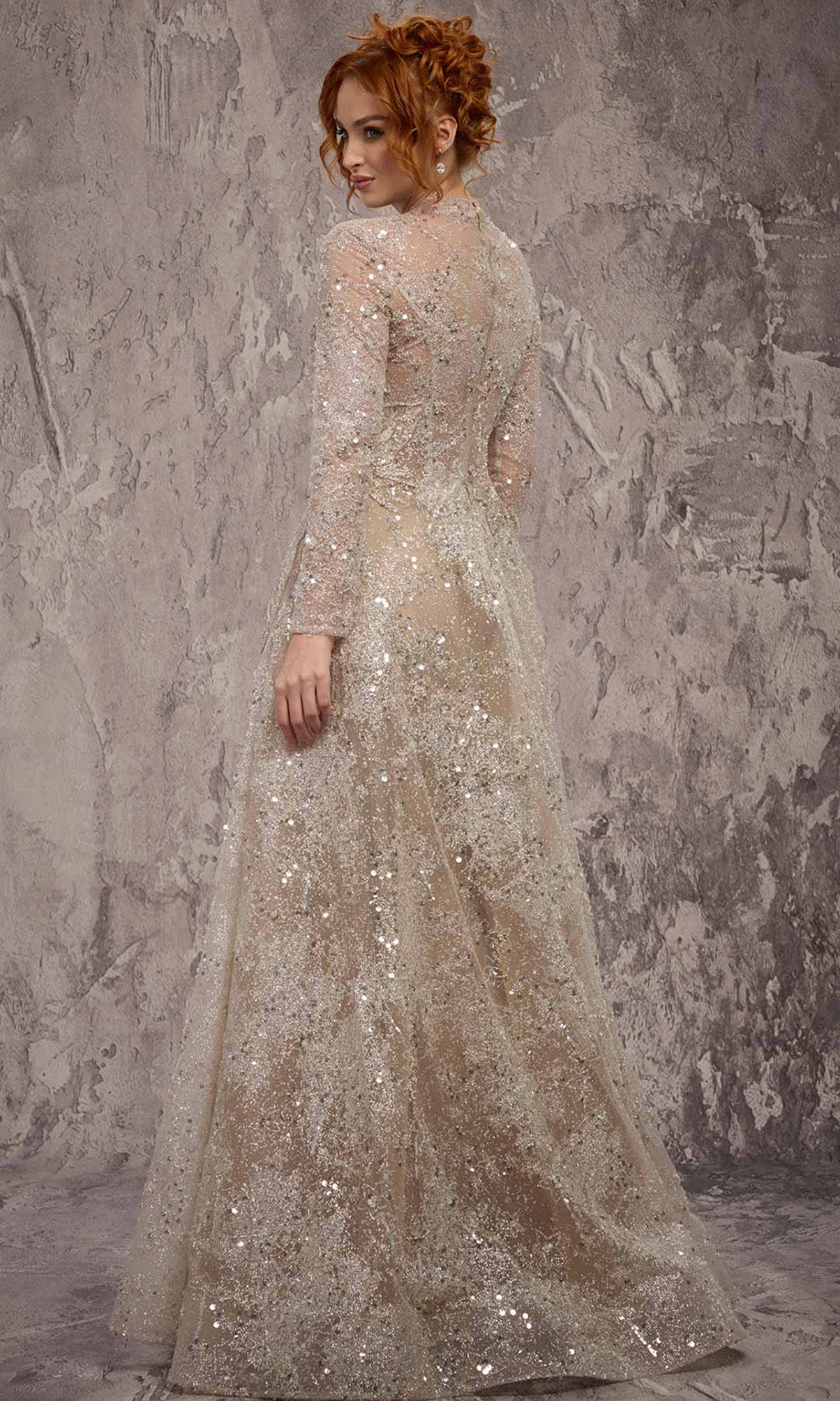 MNM COUTURE J02720 - Beaded Sequin High Neck Long Dress Mother Of The Bride Dresses in Vasion 