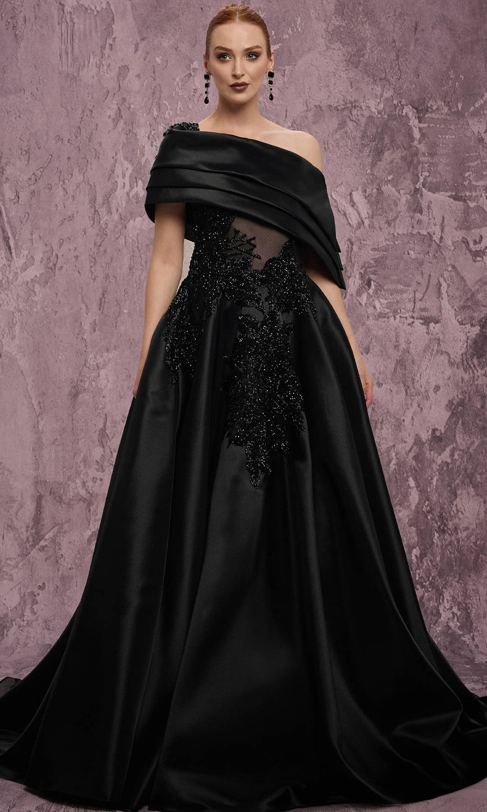 MNM COUTURE J03128 - Off Shoulder Bead Embellished Ballgown Ball Gowns in Black 