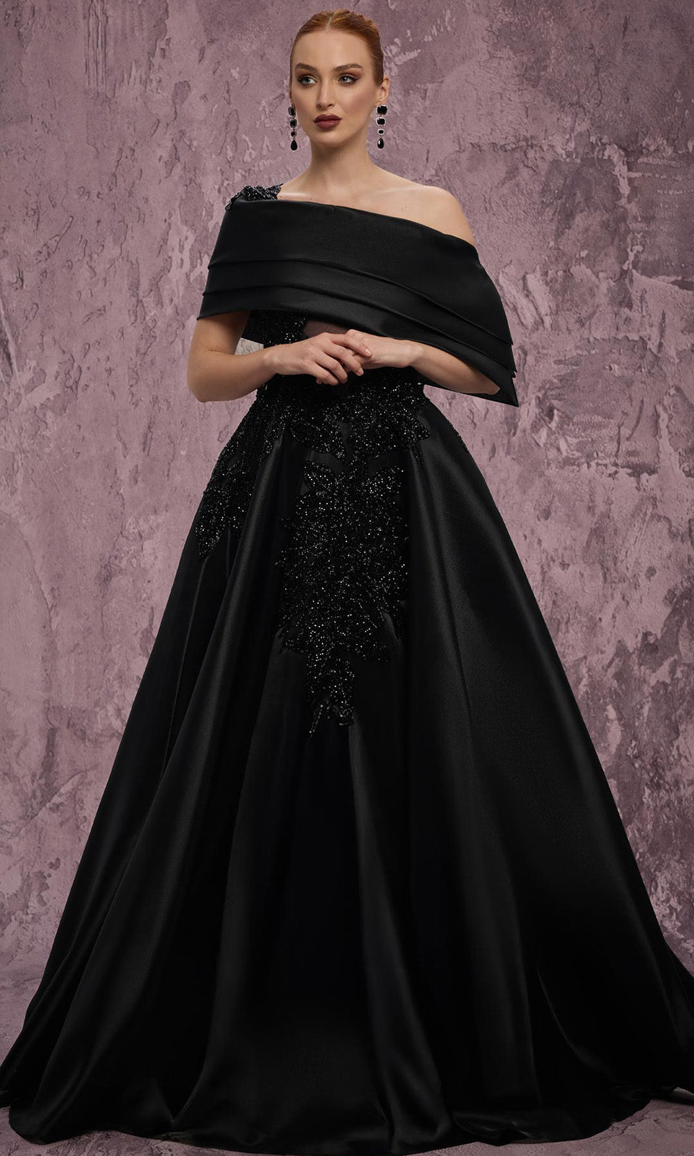 MNM COUTURE J03128 - Off Shoulder Bead Embellished Ballgown Ball Gowns in Black 