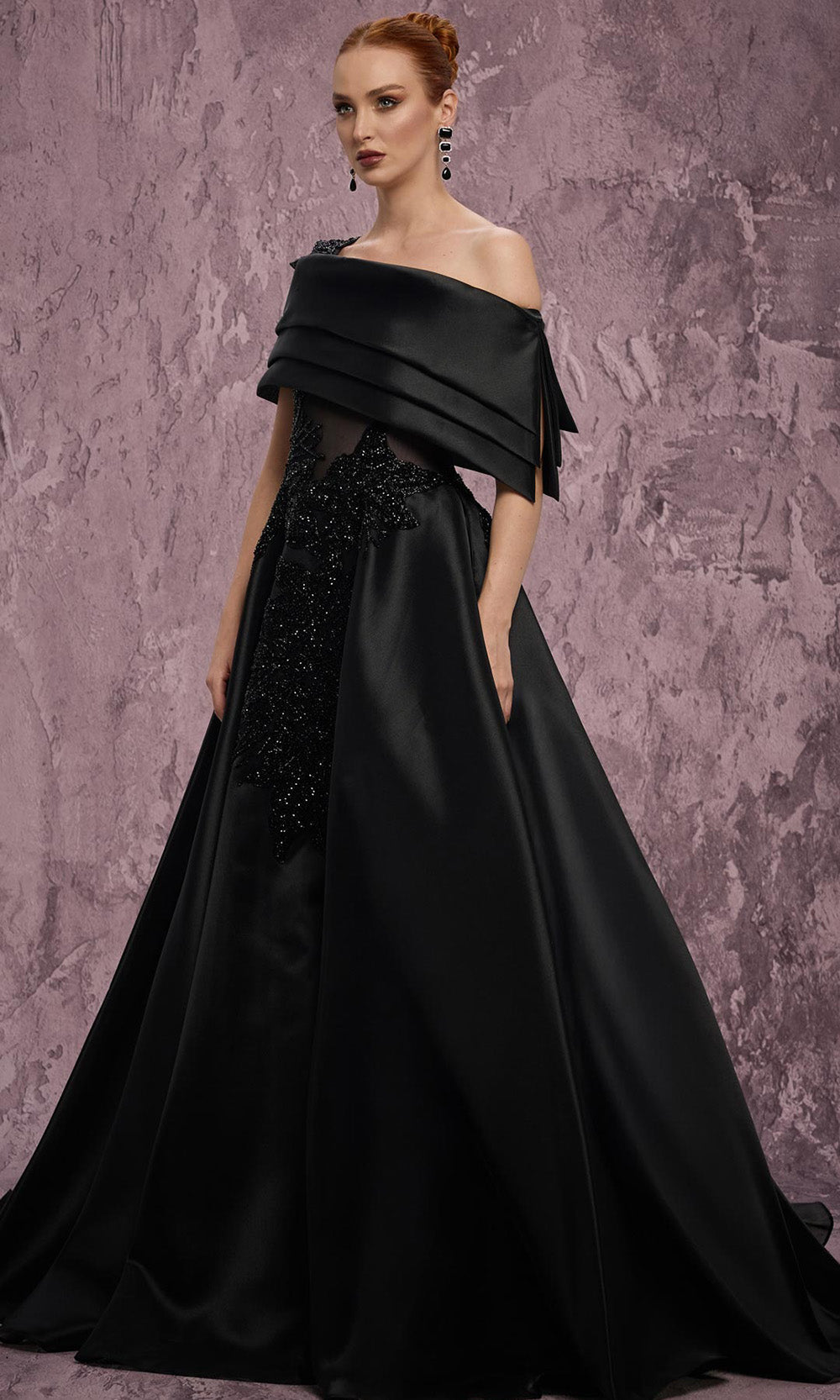 MNM COUTURE J03128 - Off Shoulder Bead Embellished Ballgown Ball Gowns in Black 