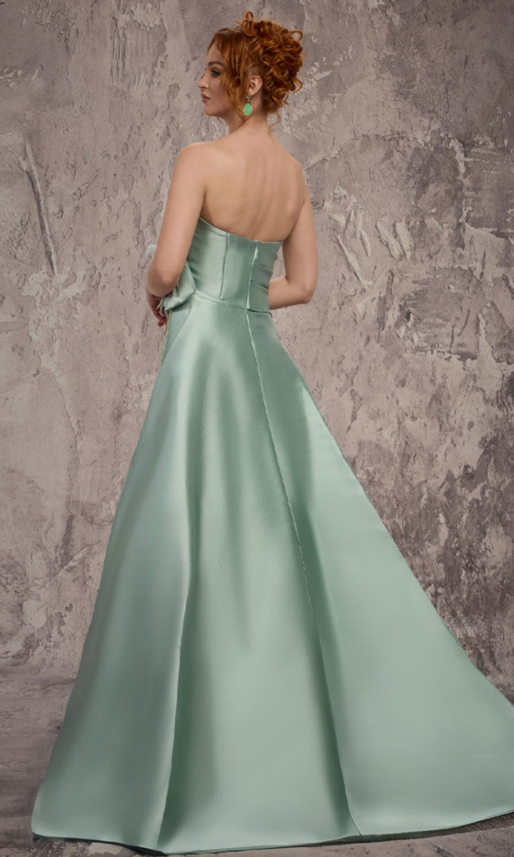MNM COUTURE J03497 - V-Neckline Beaded Skirt Evening Gown Formal Gowns in Green 
