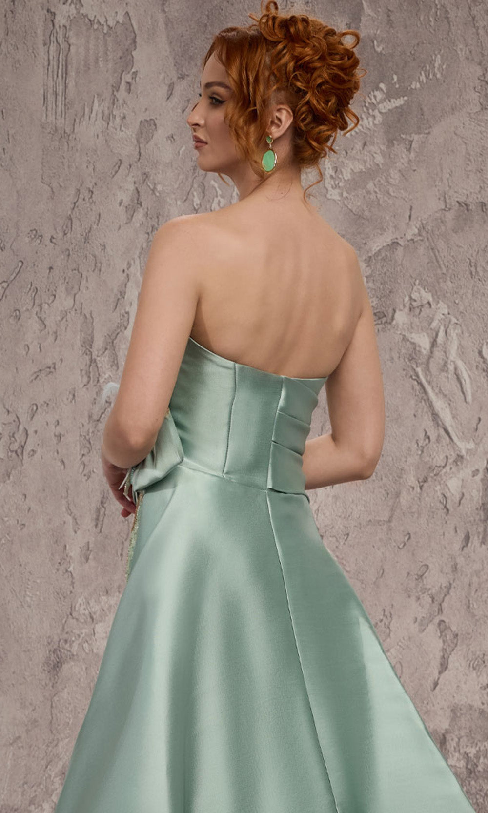 MNM COUTURE J03497 - V-Neckline Beaded Skirt Evening Gown Formal Gowns in Green 