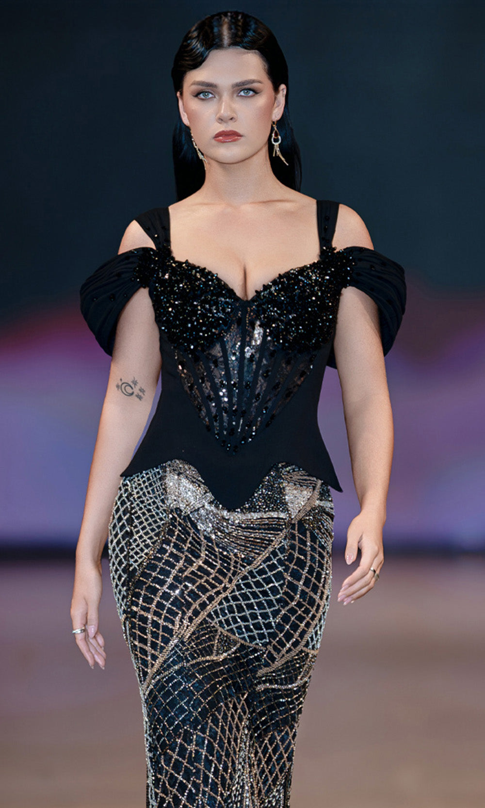 MNM COUTURE J03603 - Beaded Bodice Sweetheart Mermaid Gown Mother of the Bride Dresses in Black 