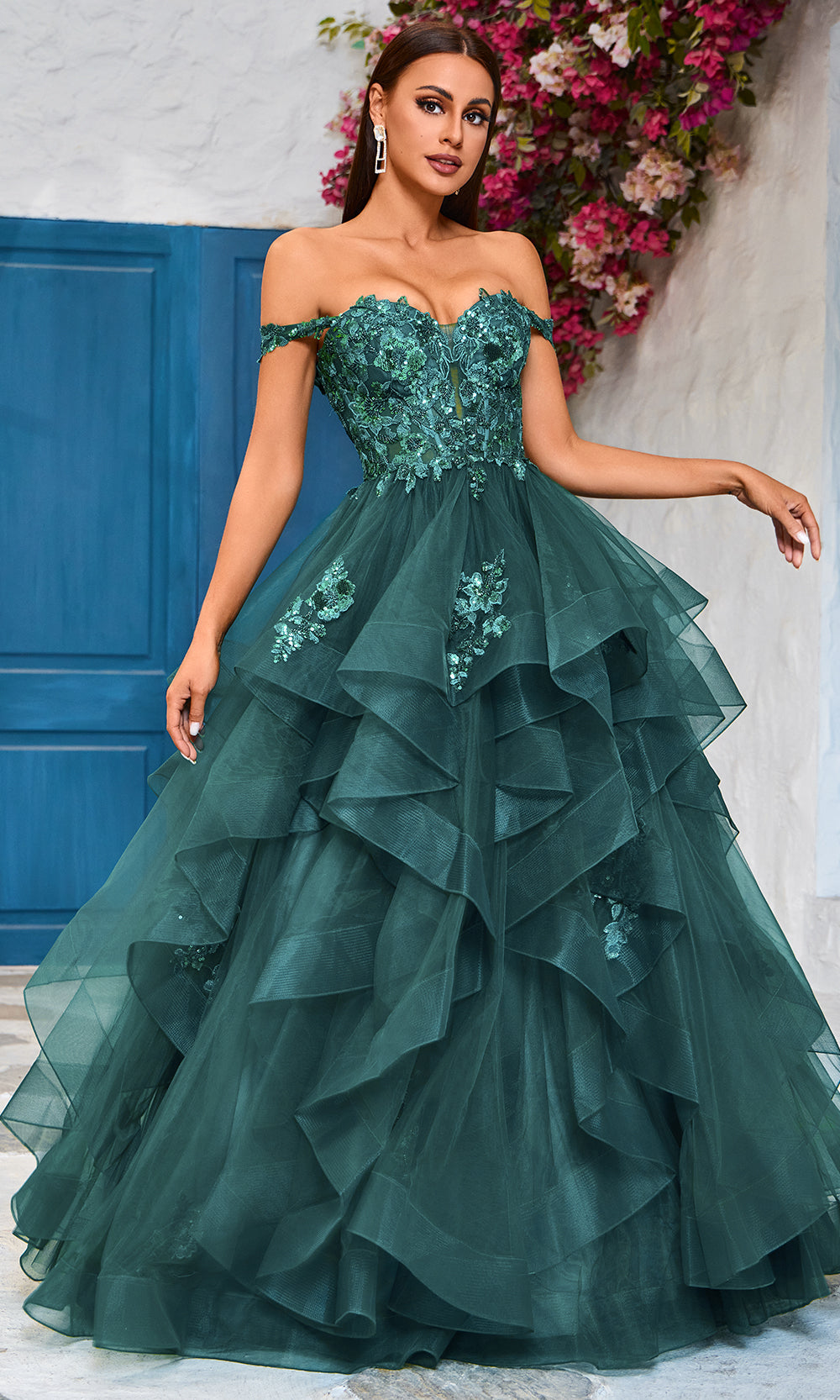 J'Adore Dresses J25019 - Long Lace Tulle Ballgown - Lace Applique, Beaded, Sequin, Tank Straps, Mid-Open Lace-Up Back, Ruffled Skirt, Horsehair Hem 10 J'Adore Dresses J25019 - Long Lace Tulle Ballgown - Lace Applique, Beaded, Sequin, Tank Straps, Mid-Open Lace-Up Back, Ruffled Skirt, Horsehair Hem 10