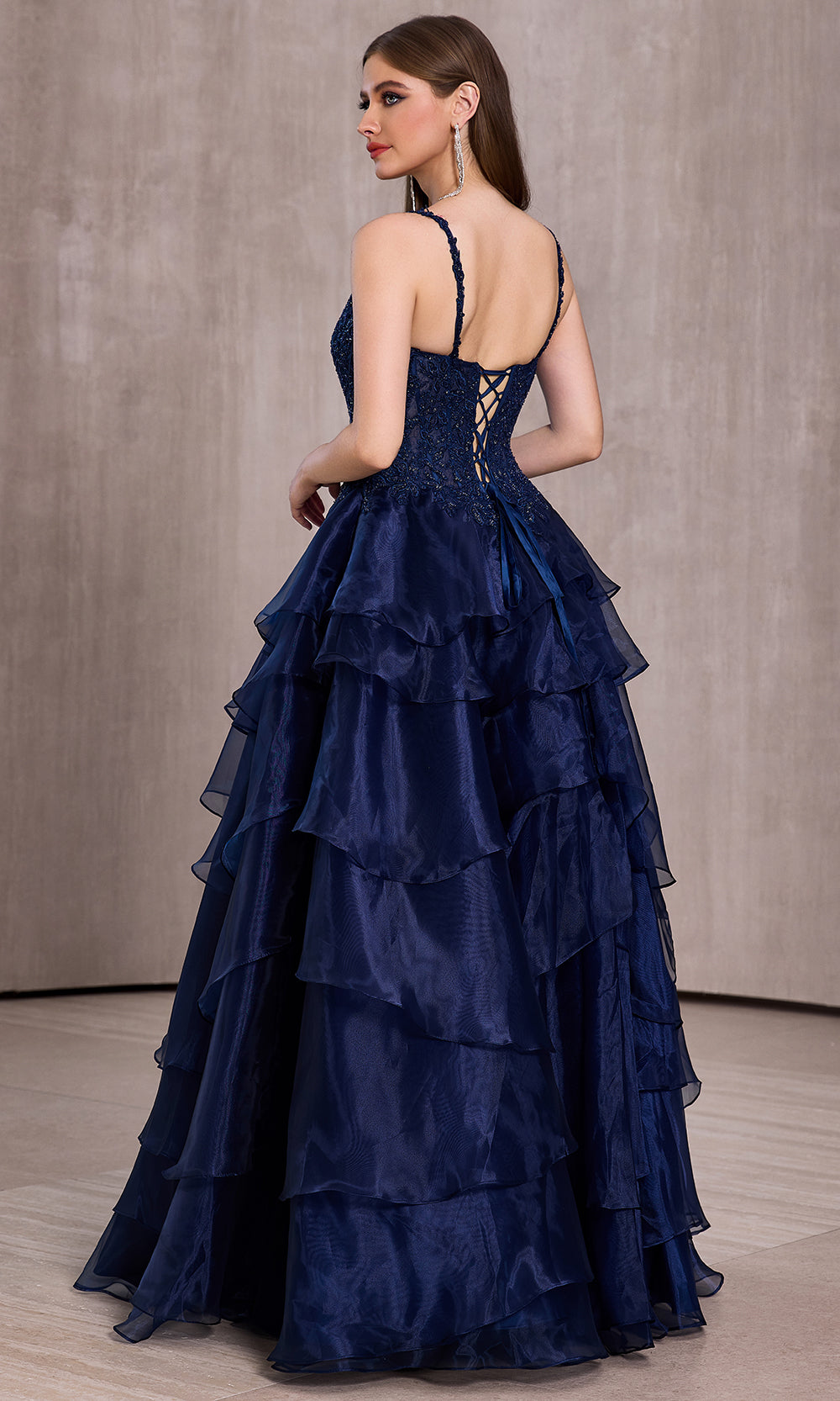 J'Adore Dresses J28029 - Long Lace, Organza Ballgown Dress