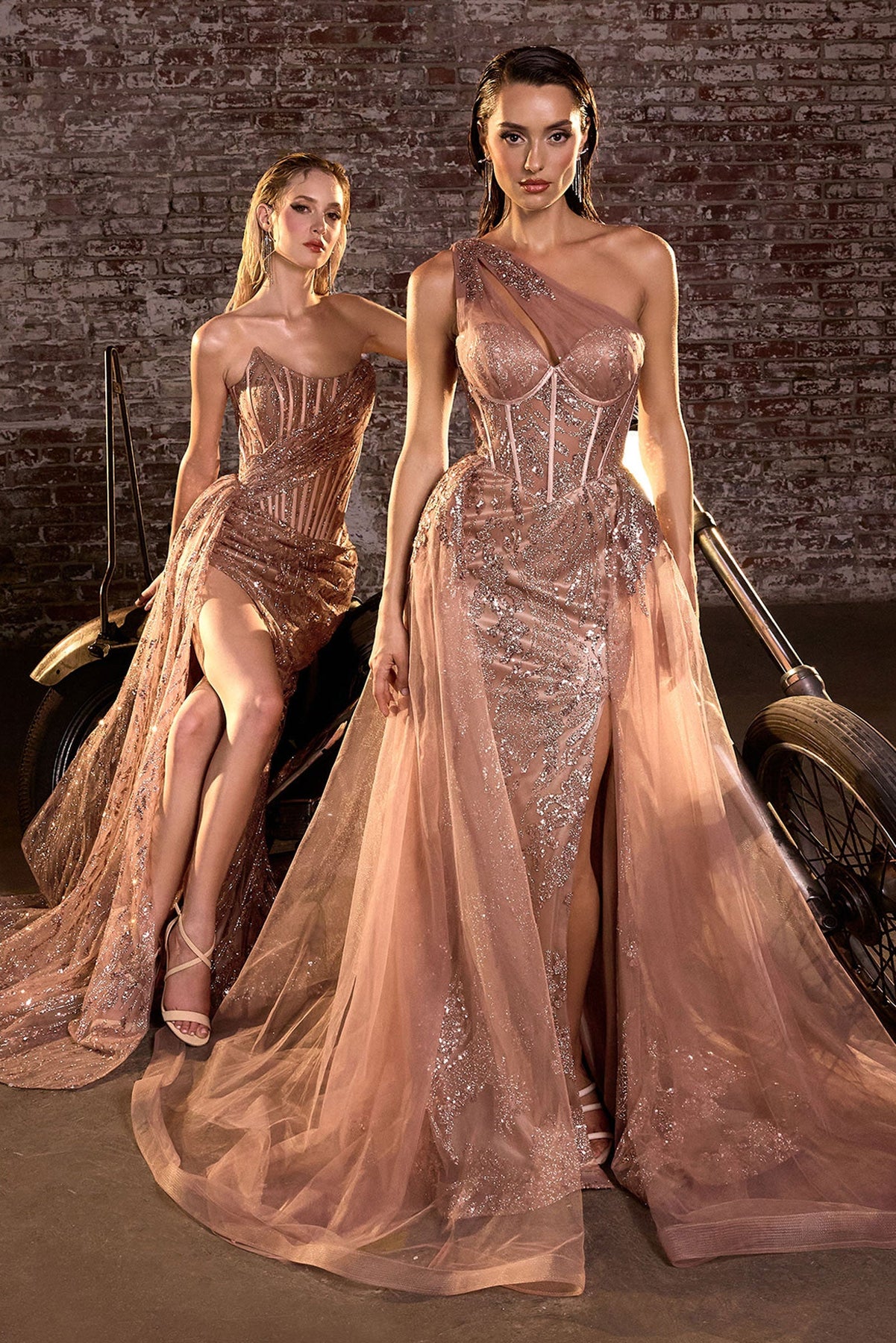 Ladivine J869 - One Shoulder Overskirt Prom Gown