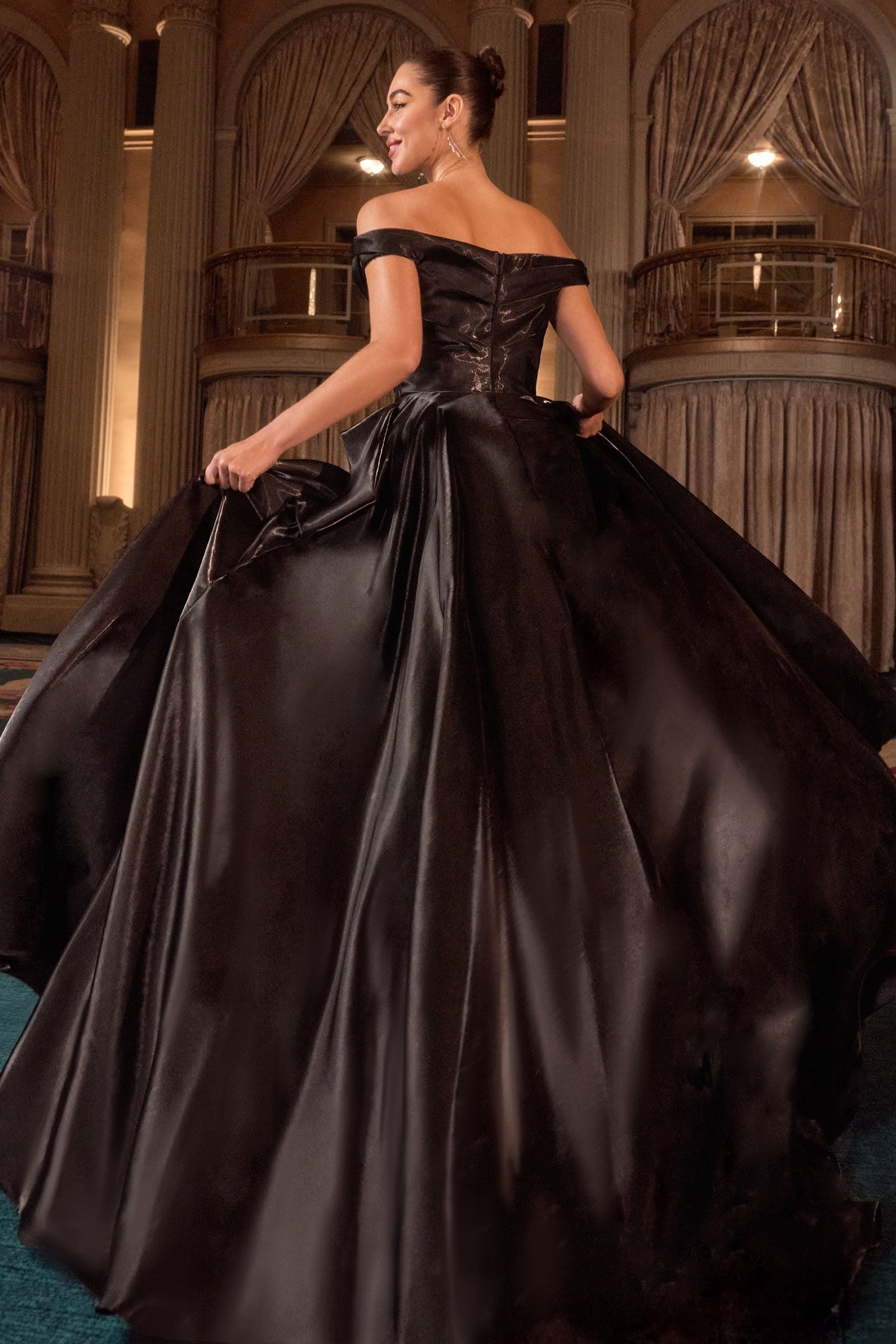Ladivine J885 - Structured Bodice Cap Sleeve Ballgown Ball Gowns in Black