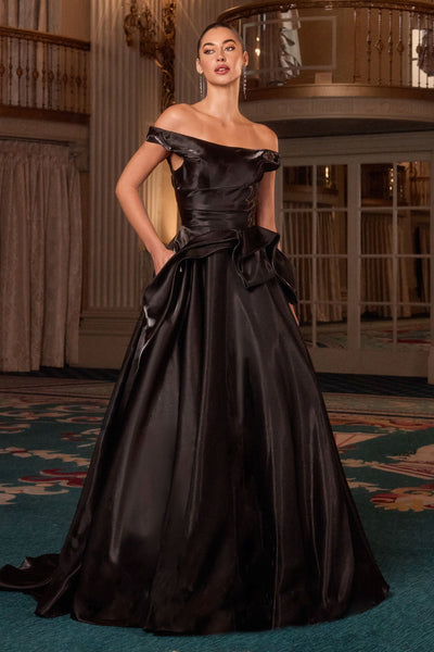Ladivine J885 - Structured Bodice Cap Sleeve Ballgown Ball Gowns in Black