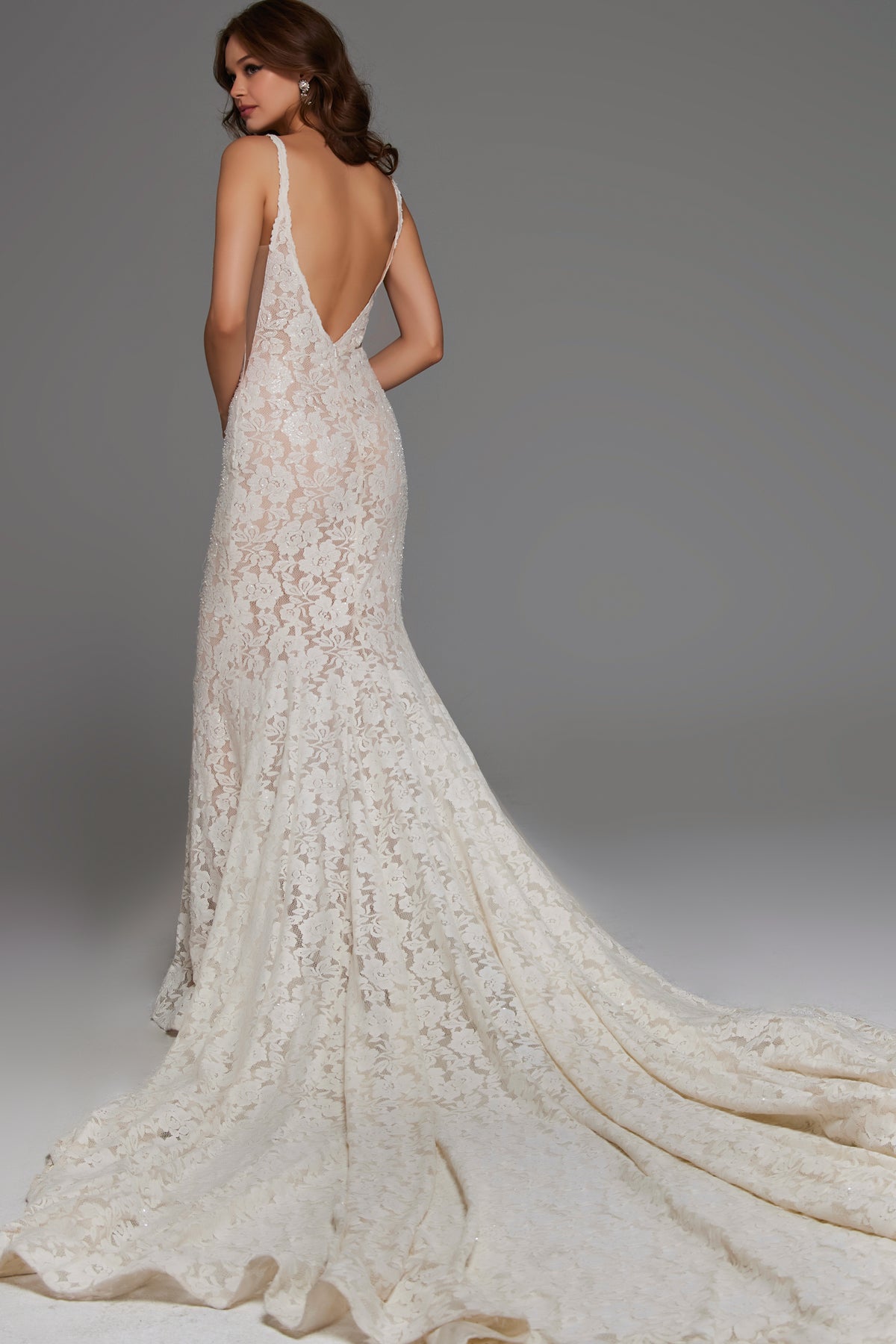 Jovani JB03864 - Embellished Lace Bridal Gown