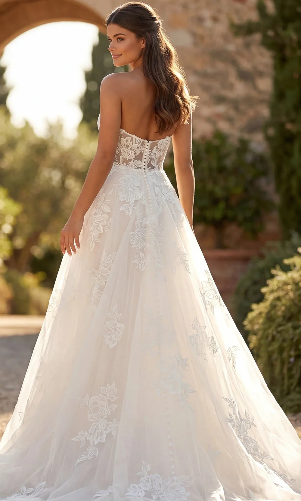 Jovani Bridal JB43191 - Embroidered Tulle A-Line Long Gown Wedding Dresses  in Ivory Nude
