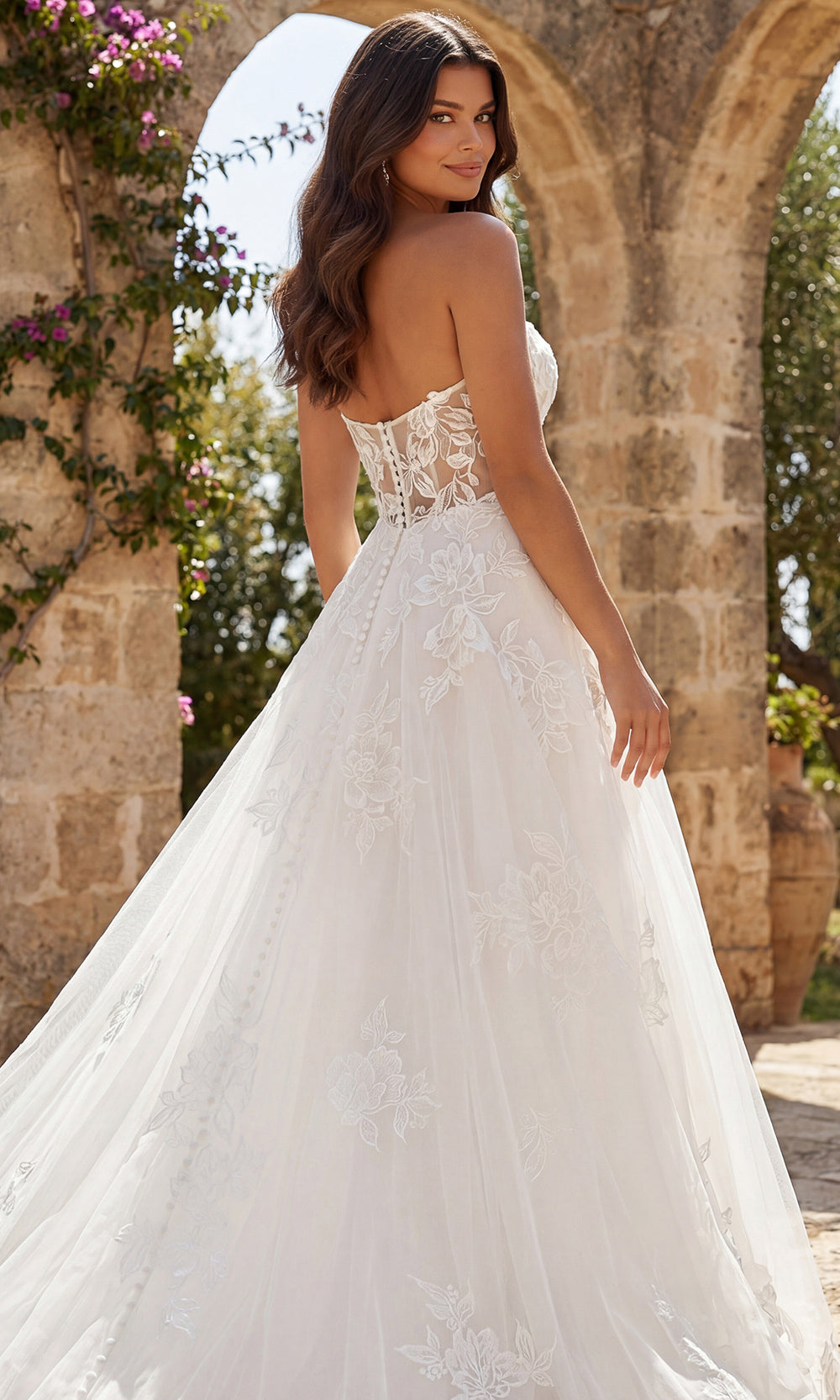 Jovani Bridal JB43191 - Embroidered Tulle A-Line Long Gown Wedding Dresses  in Ivory Nude