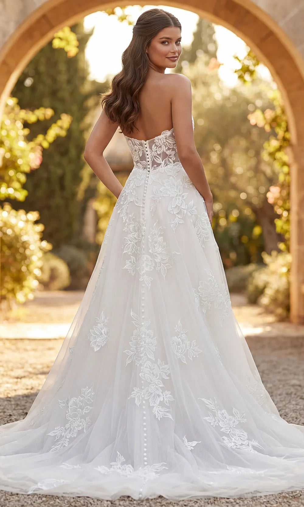 Jovani Bridal JB43191 - Embroidered Tulle A-Line Long Gown Wedding Dresses  in Ivory Nude