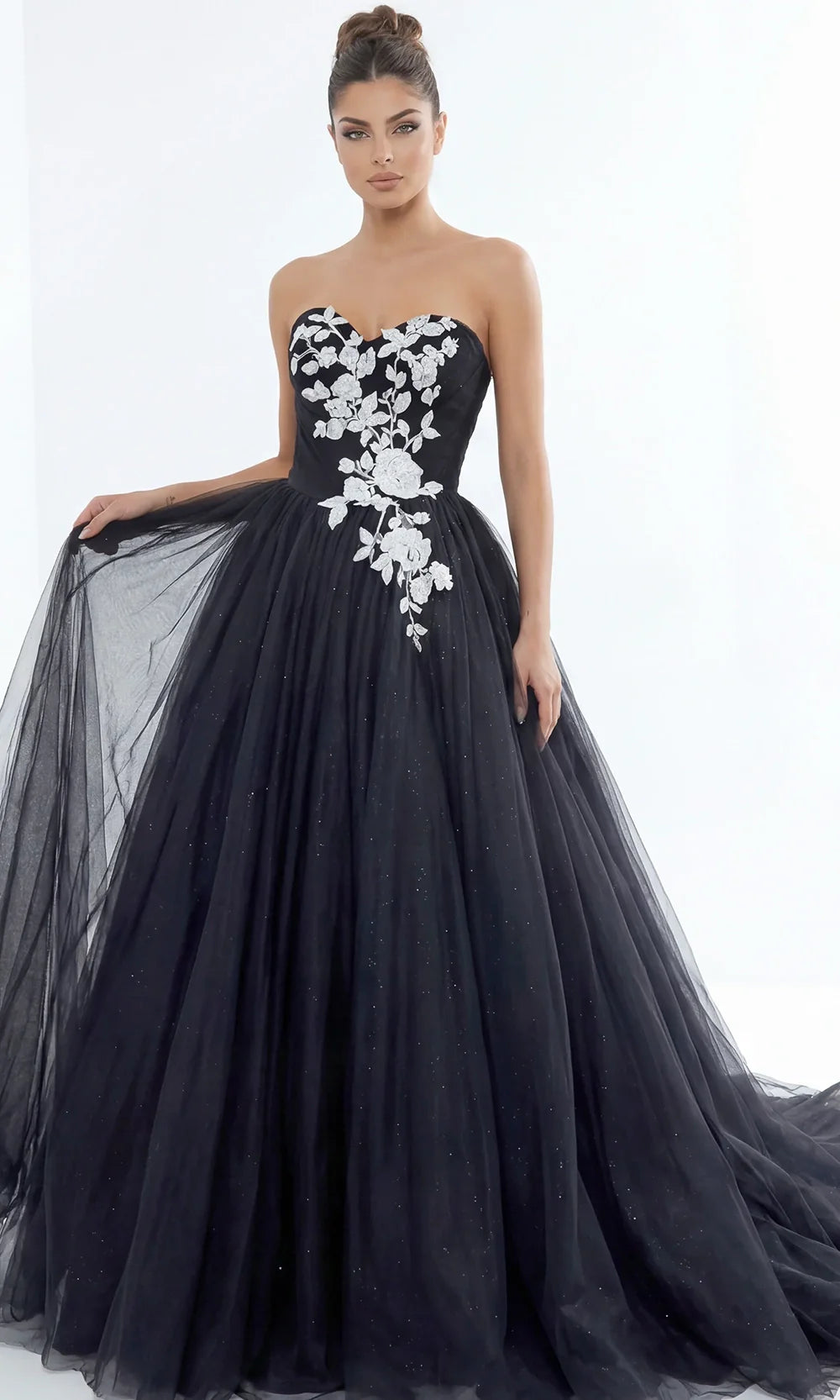 Jovani Bridal JB43233 - Sweetheart Applique Layered Gown Wedding Dresses  in Black Ivory