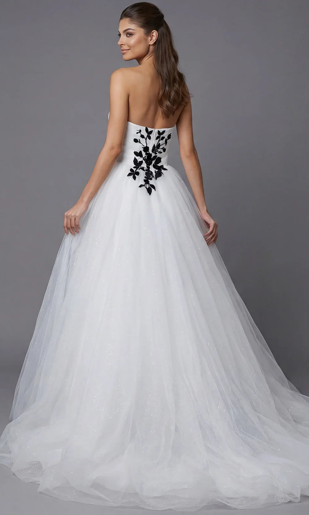 Jovani Bridal JB43233 - Sweetheart Applique Layered Gown Wedding Dresses  in Ivory Black