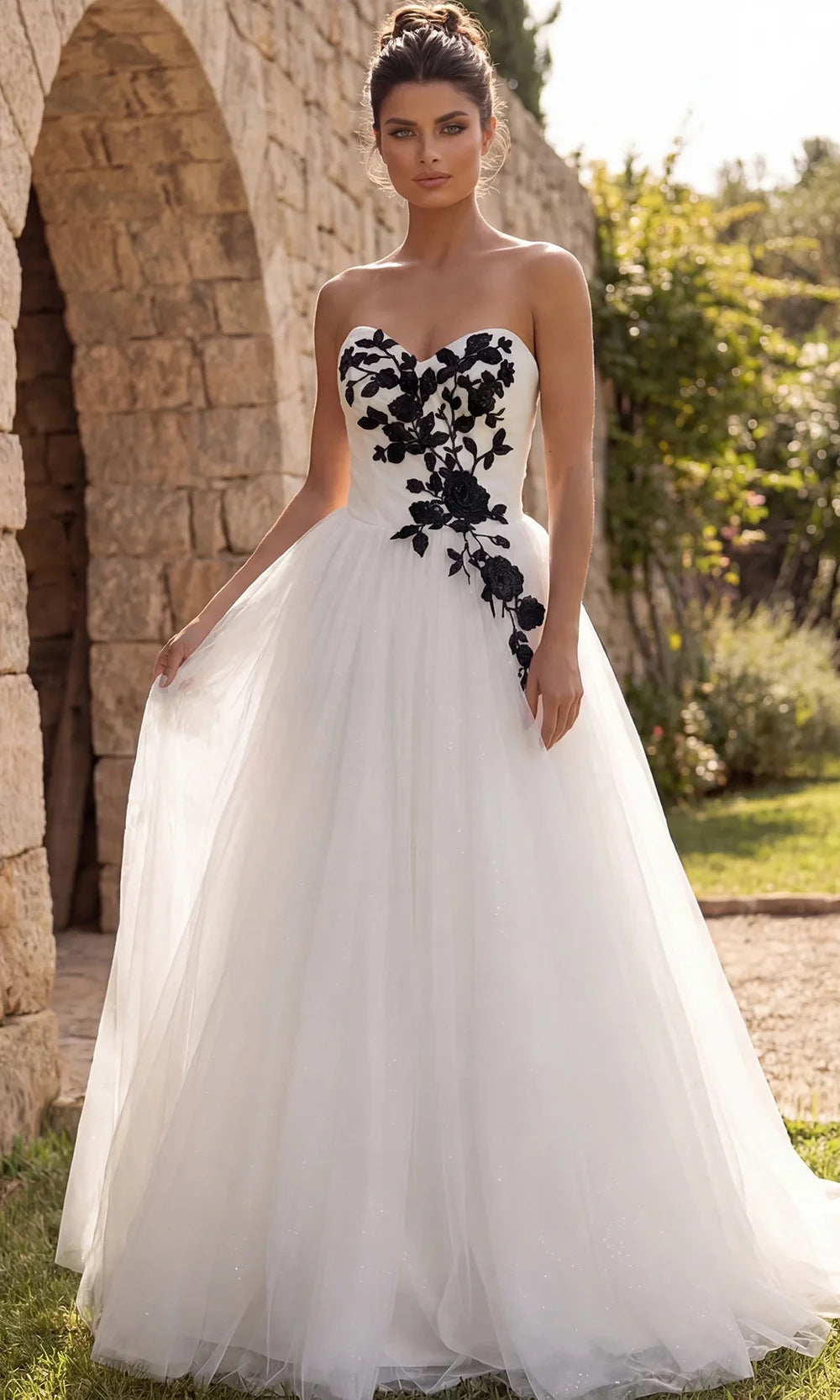 Jovani Bridal JB43233 - Sweetheart Applique Layered Gown Wedding Dresses  in Ivory Black