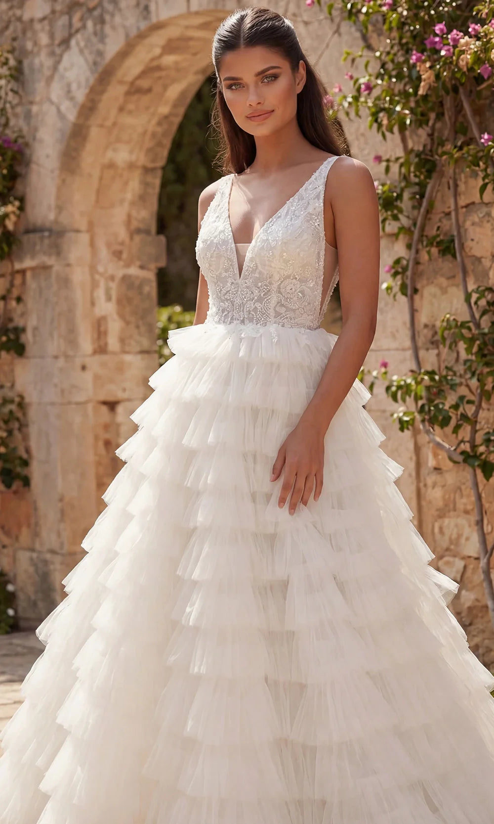 Jovani Bridal JB43318 - Embellished Sleeveless Ballgown with Ruffles Wedding Dresses  in Ivory Sand