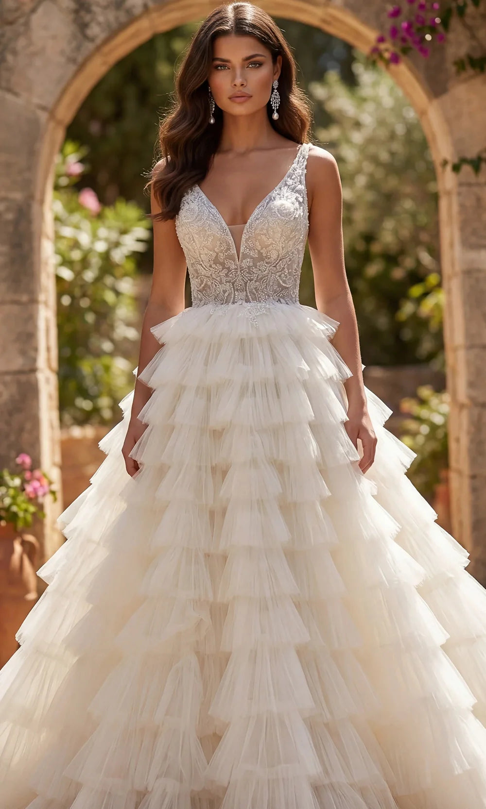 Jovani Bridal JB43318 - Embellished Sleeveless Ballgown with Ruffles Wedding Dresses  in Ivory Sand