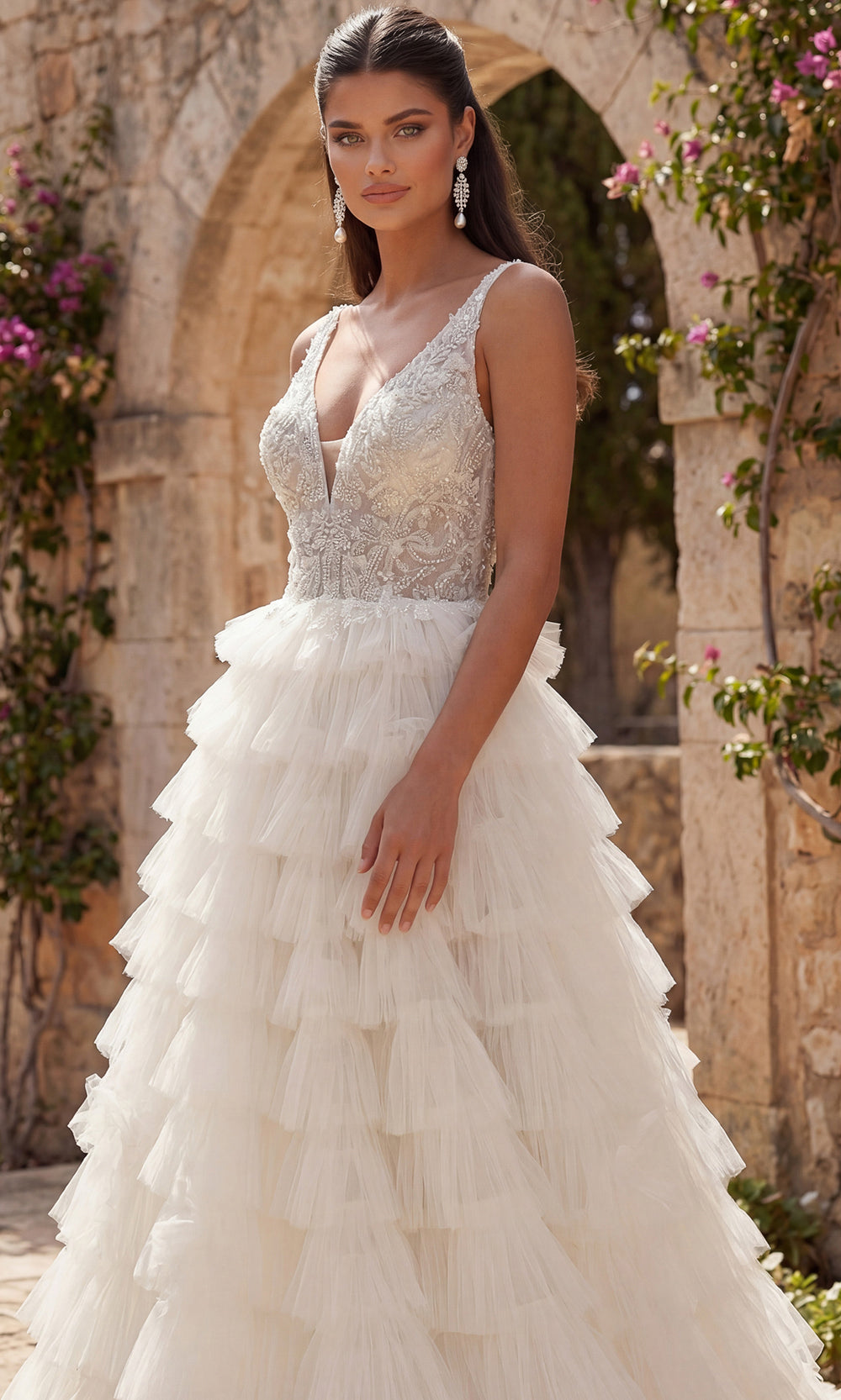 Jovani Bridal JB43318 - Embellished Sleeveless Ballgown with Ruffles Wedding Dresses  in Ivory Sand