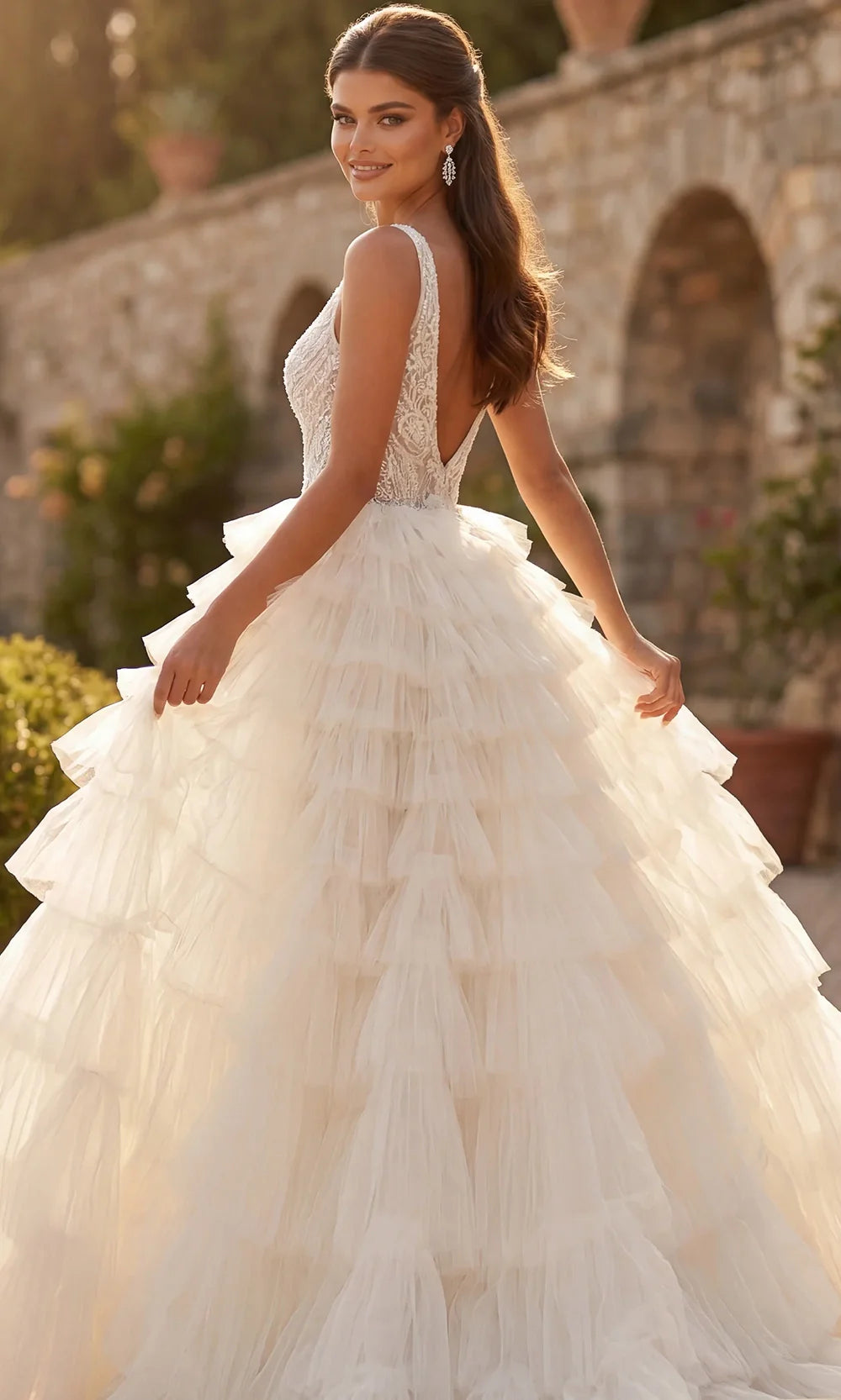 Jovani Bridal JB43318 - Embellished Sleeveless Ballgown with Ruffles Wedding Dresses  in Ivory Sand
