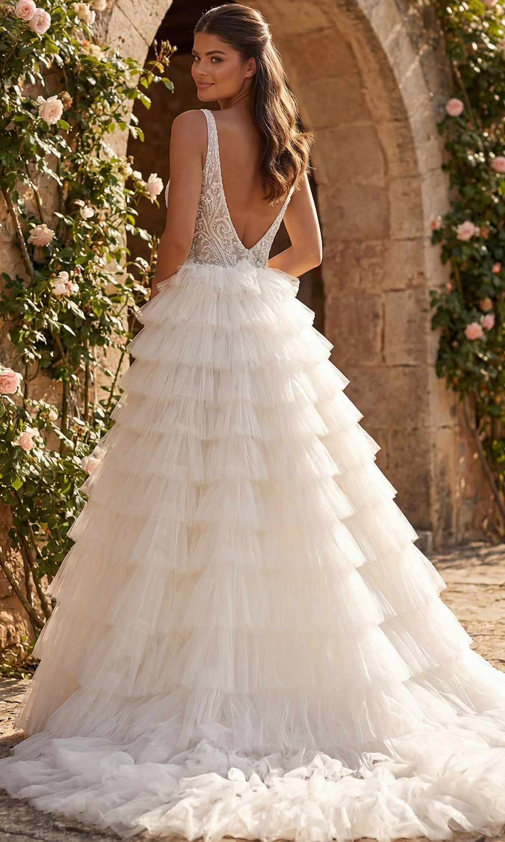 Jovani Bridal JB43318 - Embellished Sleeveless Ballgown with Ruffles Wedding Dresses  in Ivory Sand