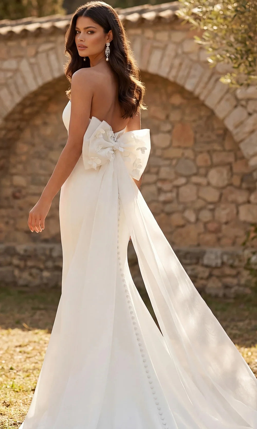 Jovani Bridal JB45113 - Bow Back Mermaid Long Gown Special Occasion Dress In Off White