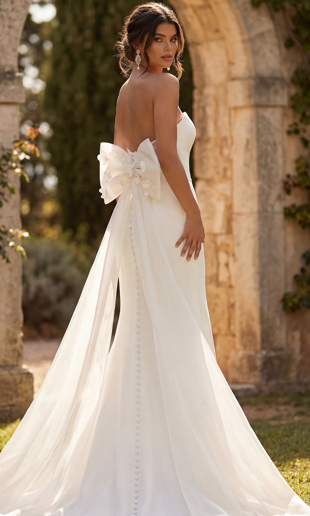 Jovani Bridal JB45113 - Bow Back Mermaid Long Gown Special Occasion Dress In Off White