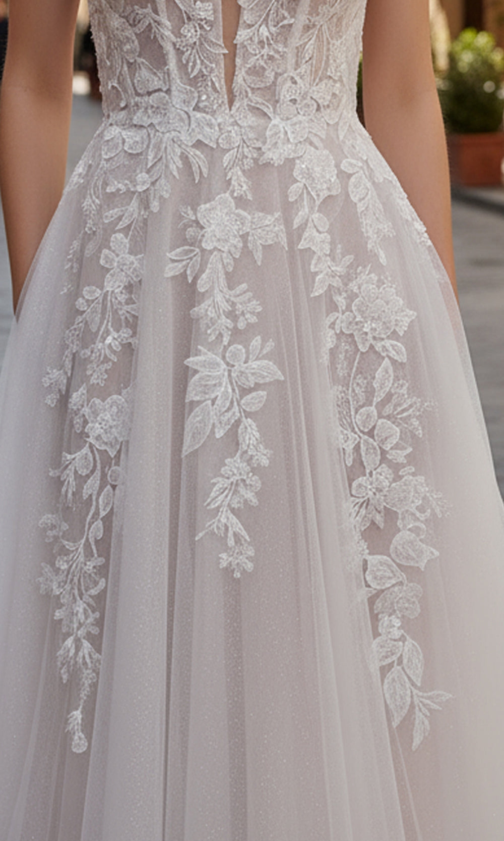 Nox Anabel JE1072L - Plunging V Neck Lace Bridal Dress Wedding Dresses